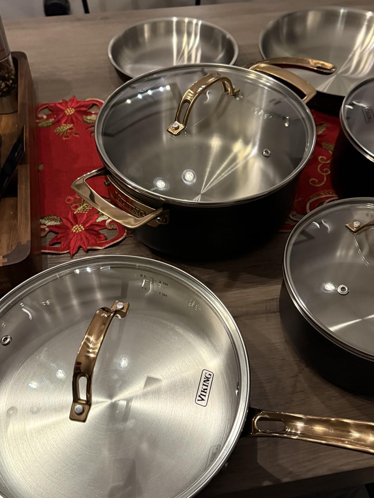 Viking 3 Ply Pots and Pans Set, 11 Piece Stainless Steel Kitchen Cookware with Glass Lids, Black with Copper customer photo 2