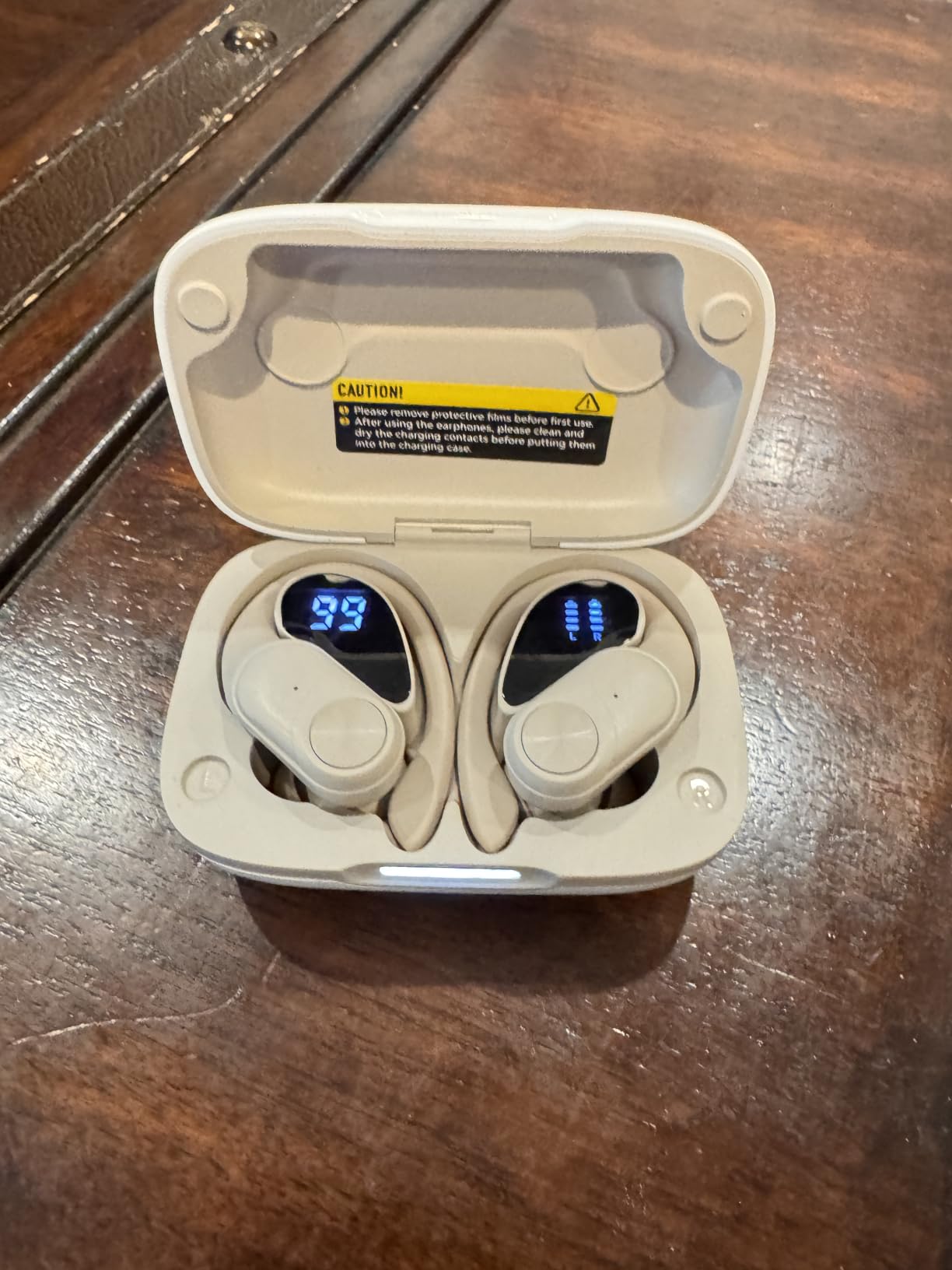 PocBuds Bluetooth Headphones Wireless Earbuds 80hrs Playtime Wireless Charging Case Digital Display Sports Ear Buds with Earhook Deep Bass IPX7 Waterproof Over-Ear Earphones for TV Phone Laptop Olive customer photo 2