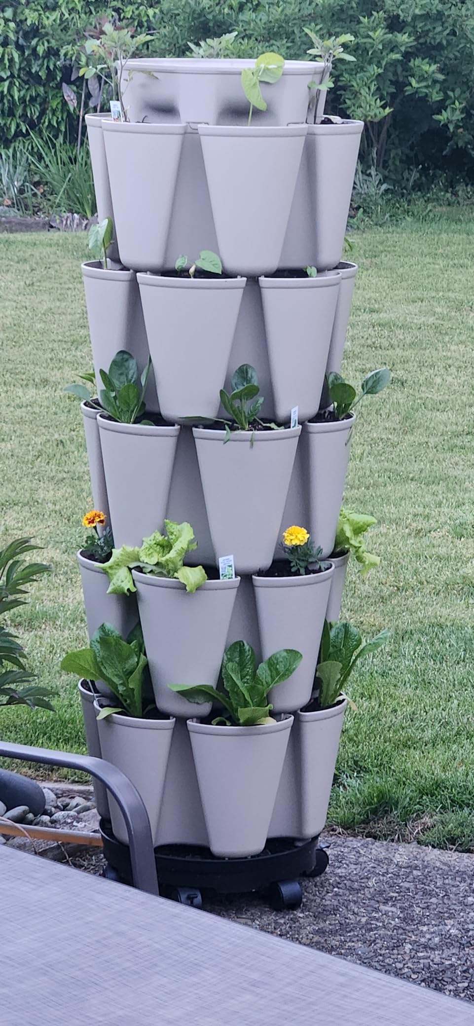 Patented Large 5 Tier Vertical Garden Planter with Patented Internal Watering System Great for Growing a Variety of Strawberries, Vegetables, Herbs, & Flowers (Evergreen) customer photo 1