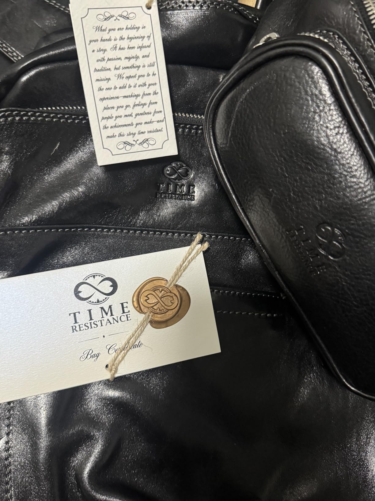 Time Resistance Leather Business Backpack - Laptop and A4 Portfolio Bag - Travel Bag Rucksack (Black) customer photo 1