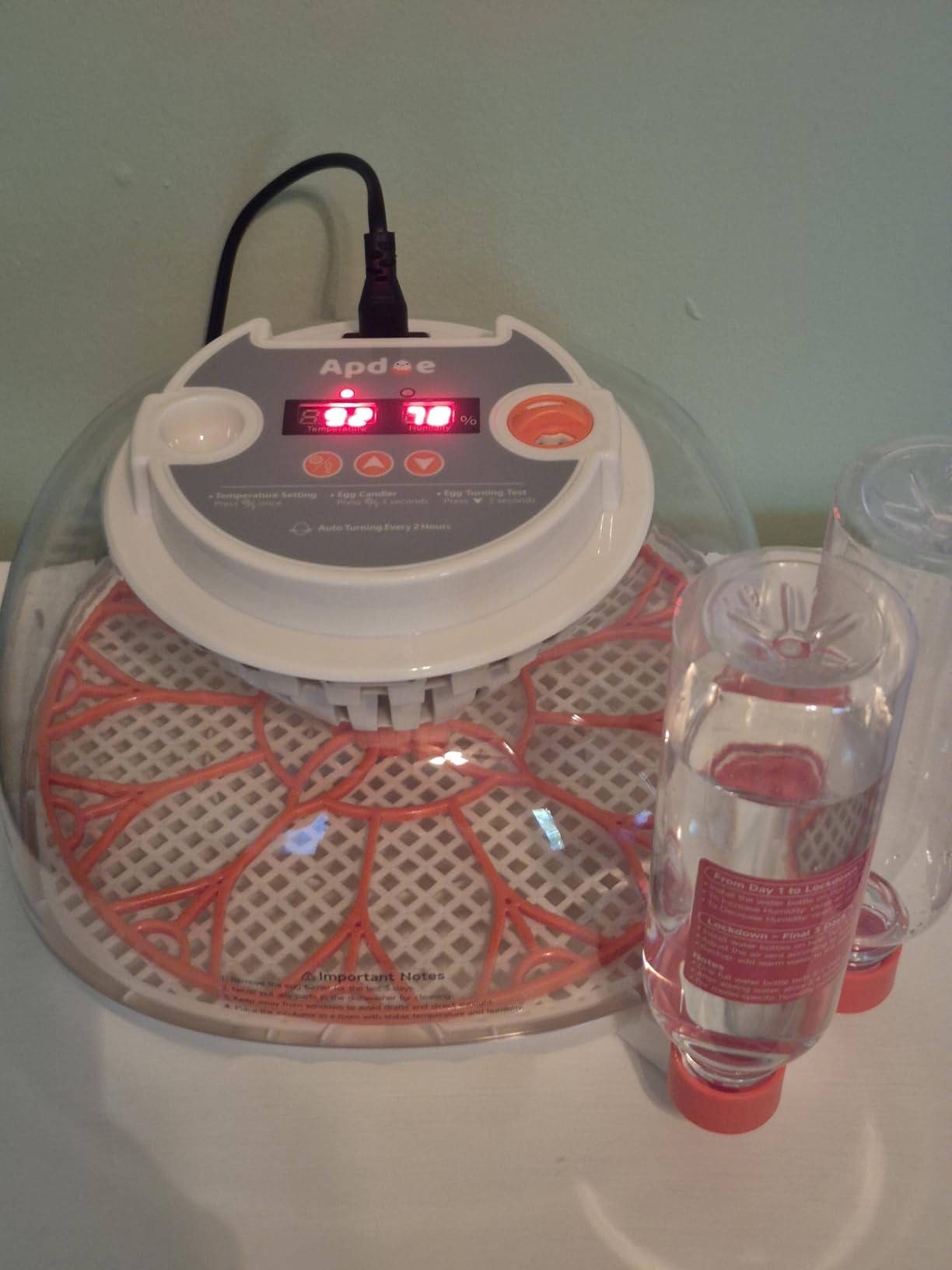 APDOE Egg Incubators for Hatching Eggs, Temperature and Humidity Control, Automatic Egg Turning, Egg Candler, External Water Bottle, Air Vent, for Chicken, Duck & Quail Eggs, 12 Eggs customer photo 1