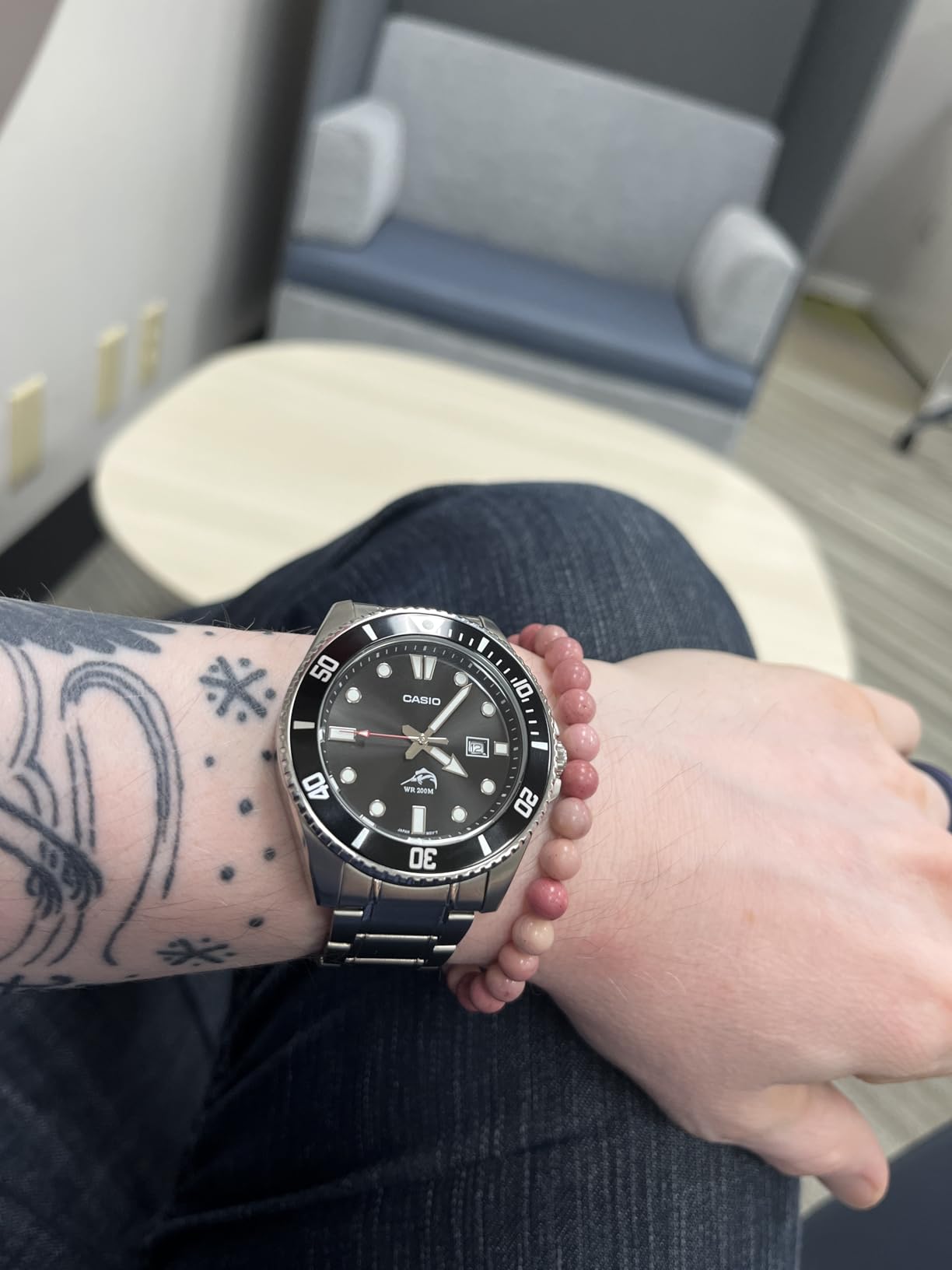 Classic Diver Stainless Steel Watch Date Indicator MDV-106DD-1A1VCF, Black/Silver customer photo 2