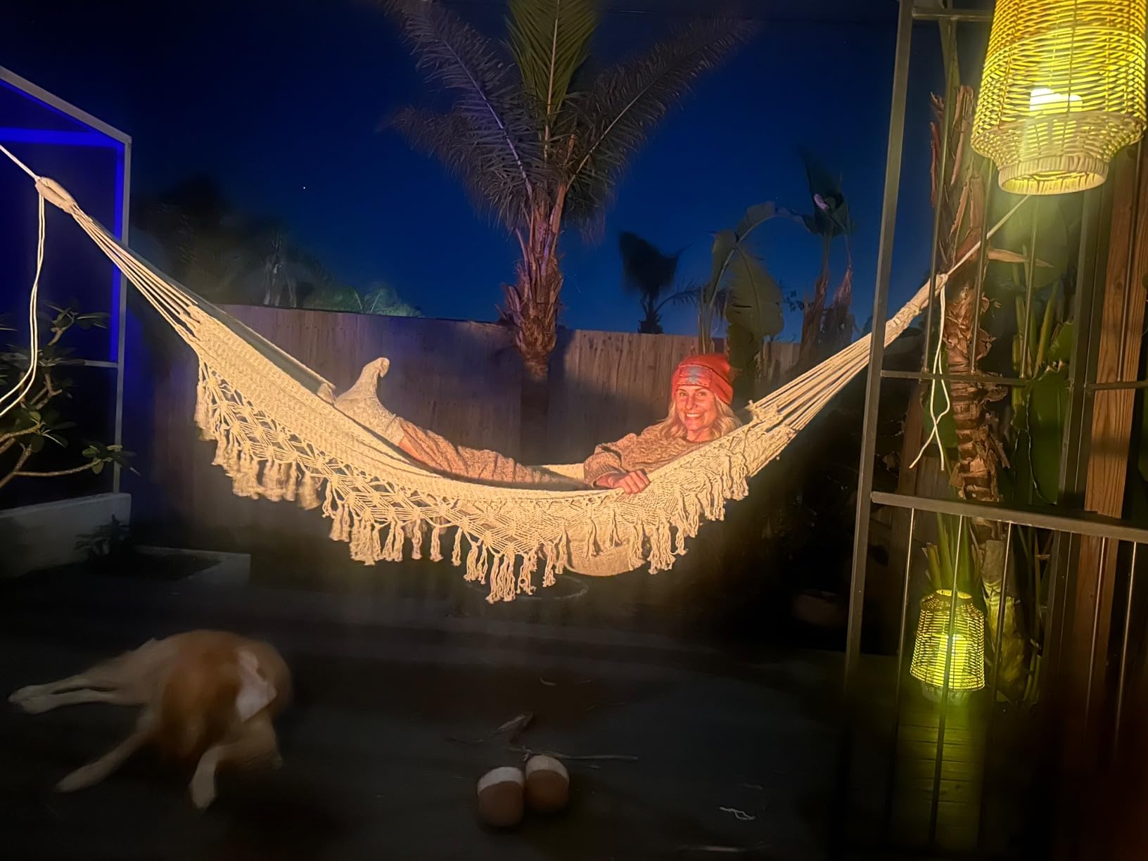 ZEAN Handwoven Hammock by Thick Cotton Rope XXL Two Person Hammock for Outside, Patio Backyard Garden 550LB Capacity customer photo 1