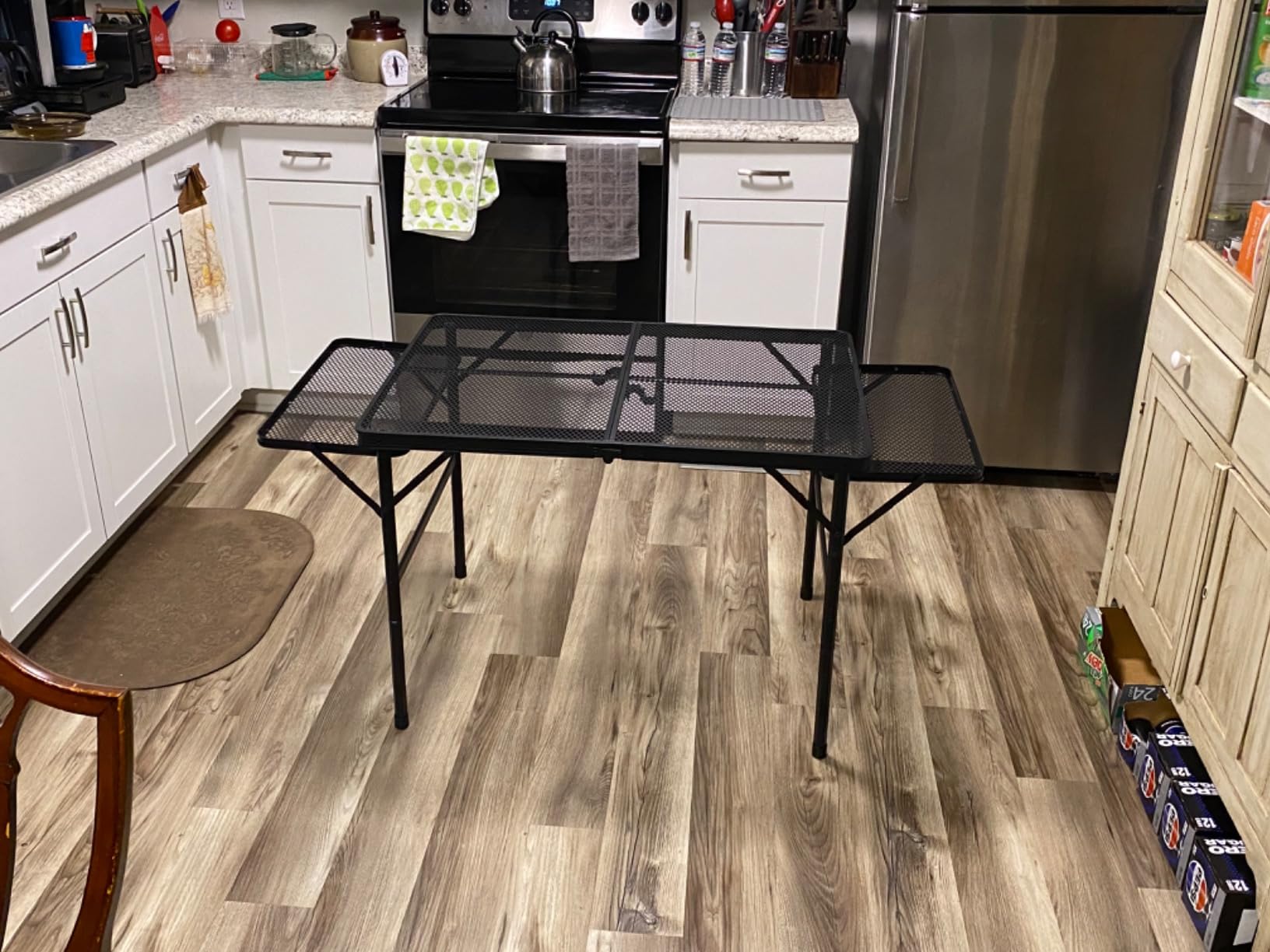 Folding Table with 2 Wing Panels, 3x2 FT Foldable Camping Table, Height Adjustable Folding Grill Table with Mesh Desktop & Mesh Bag customer photo 1
