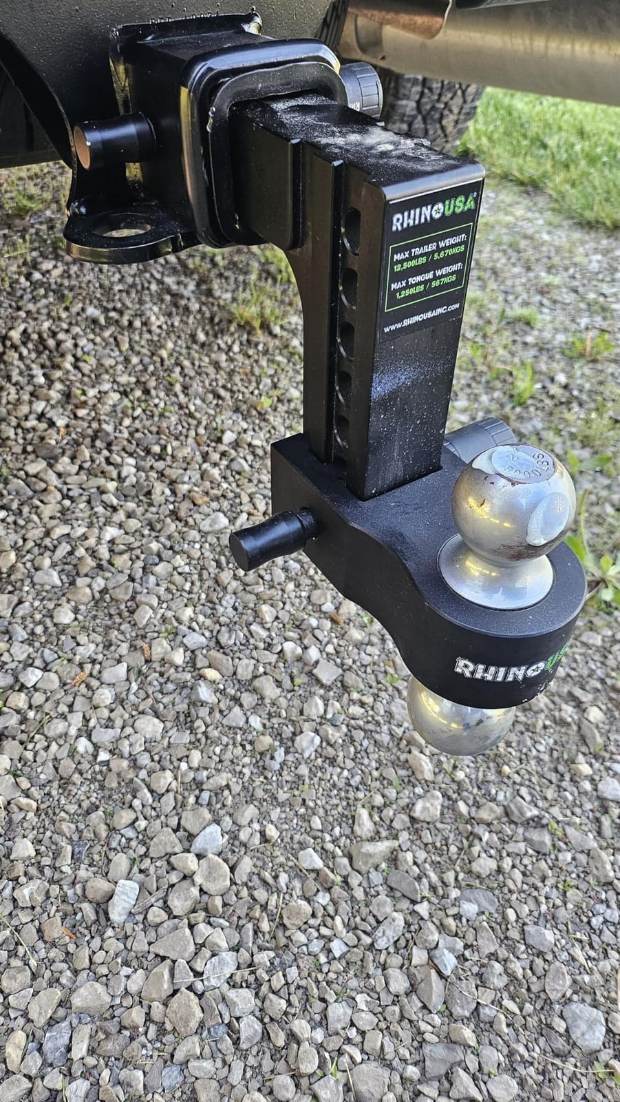 Rhino USA Adjustable Trailer Hitch (2.5in Receiver) - 8in Drop/Rise | 18,500lbs GTW, Heavy Duty Aluminum. Weatherproof Double Anti-Theft Locking Hitch Pins Included for Towing. Silver customer photo 1