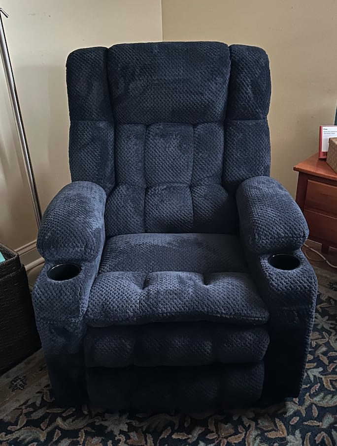 MCombo Oversized Power Lift Recliner Chair for Elderly, Dual Motor Lift Chair with Heat and Massage, Lay Flat Lift Chair for Big and Tall, Cup Holders, Fabric R7891 (Dark Gray, Large-Wide) customer photo 2