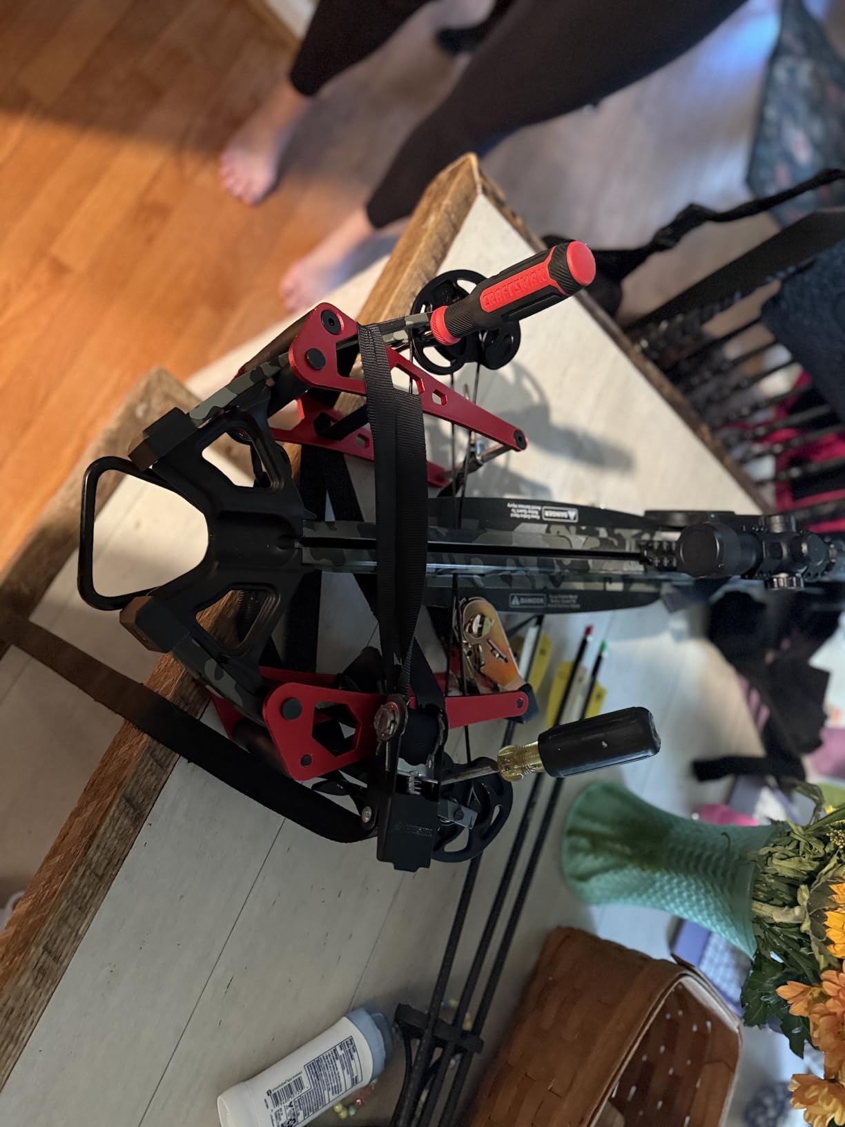 Archery Compound Bow Press, Aluminum Tool for Bowstring Replacement | Effortless limb compression, non-scratch pads, precise tension control, split & solid limb fit, field & workshop use customer photo 1