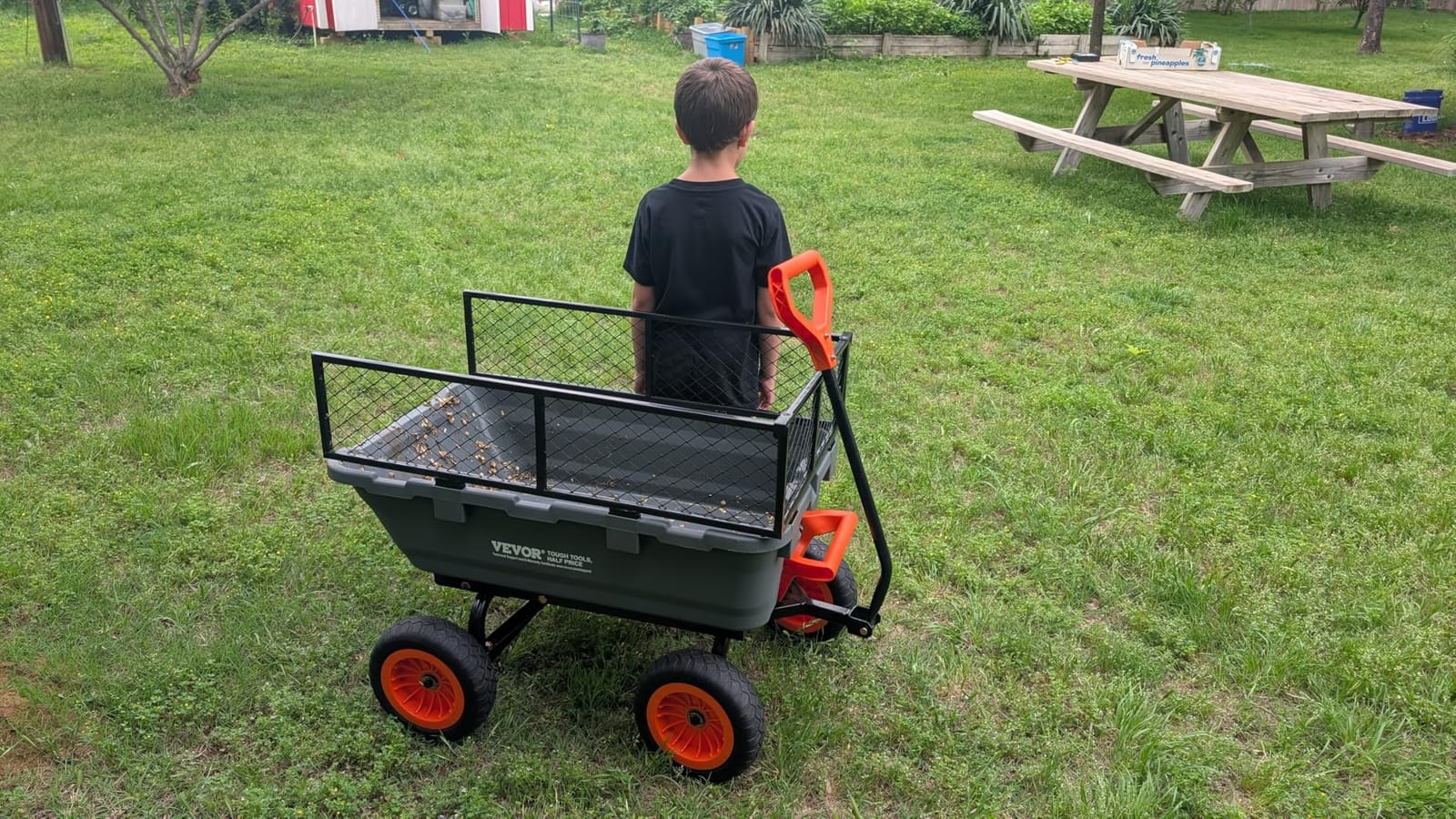 VEVOR Heavy Duty 1200lbs 7 Cu.Ft Wheelbarrow Garden Dump Cart Wagon | 2-in-1 Convertible Handle to Trailer For ATV Mower Tractor, 13in All Terrain Wheels customer photo 1