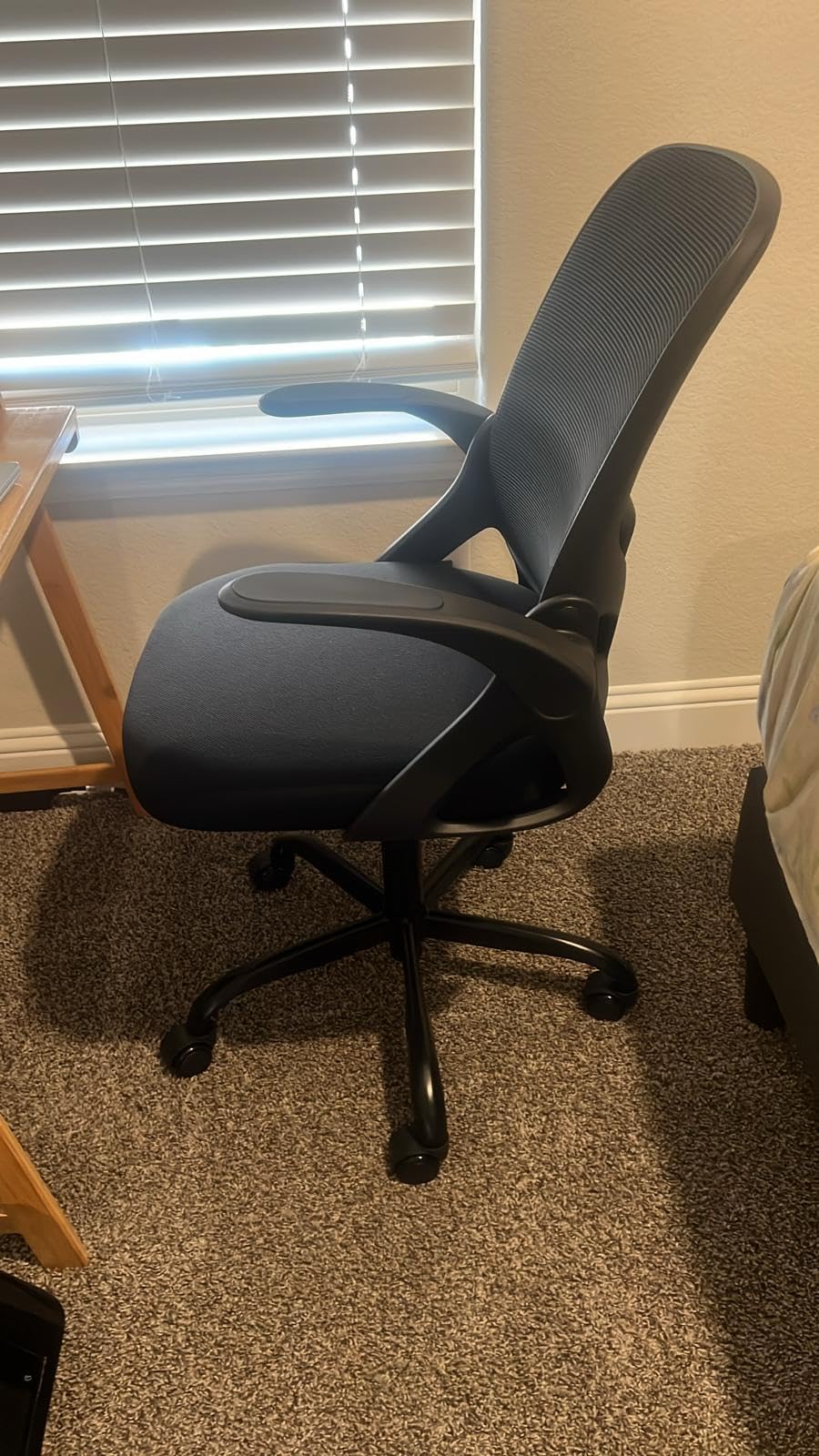 ORRSAKER Drafting Chair, Tall Office Chair with Flip-up Arms, Mesh Ergonomic Computer Standing Desk Chair with Adjustable Height Foot Ring and Lumbar Support, 300 LBS Capacity, Black customer photo 2