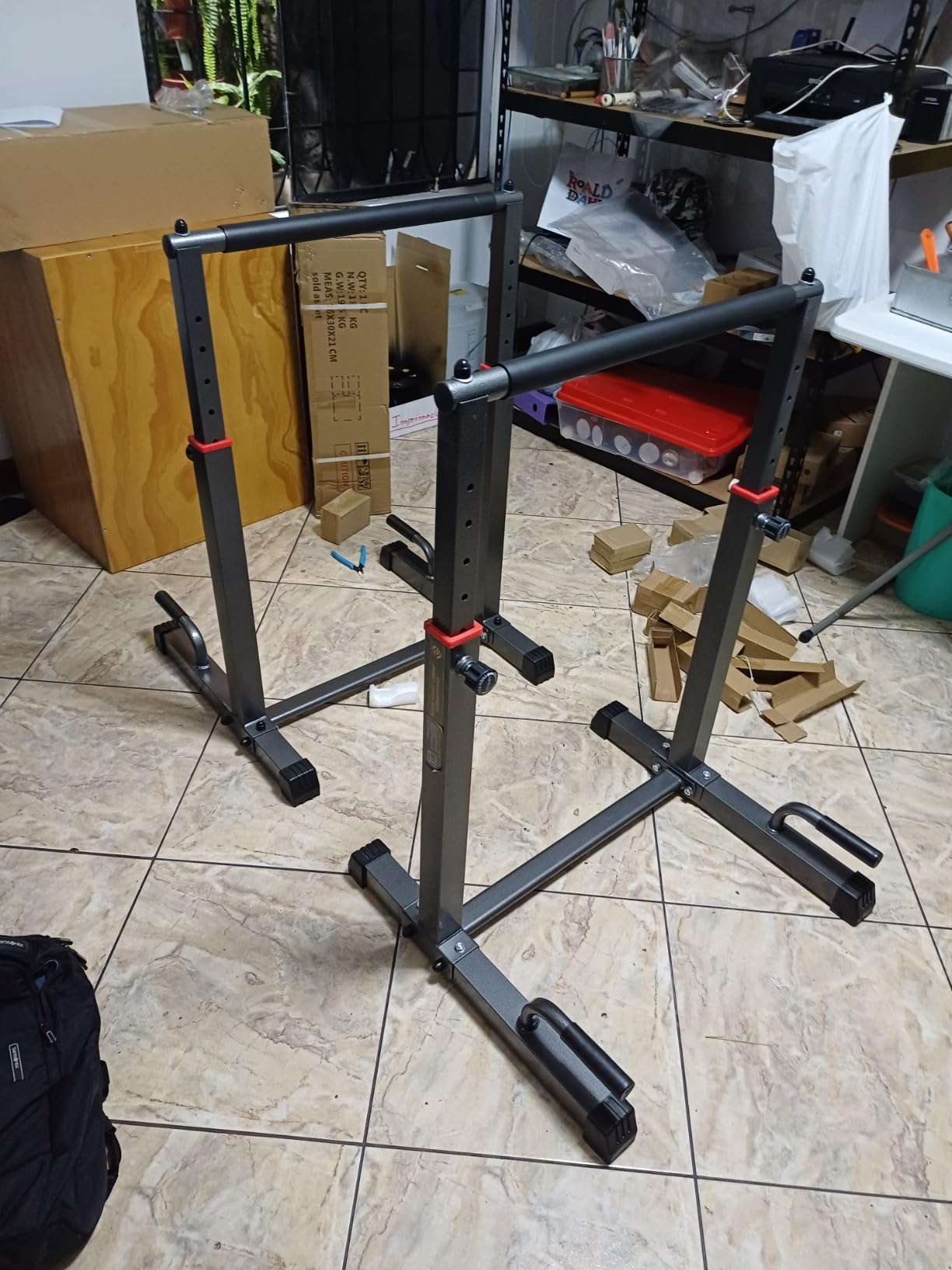 K KiNGKANG Dip Bar Station Set, 9 Level Adjustable, 1200lbs Heave Duty Dip Station for Full Body Workout Fitness, Functional Parallettes Bars customer photo 1