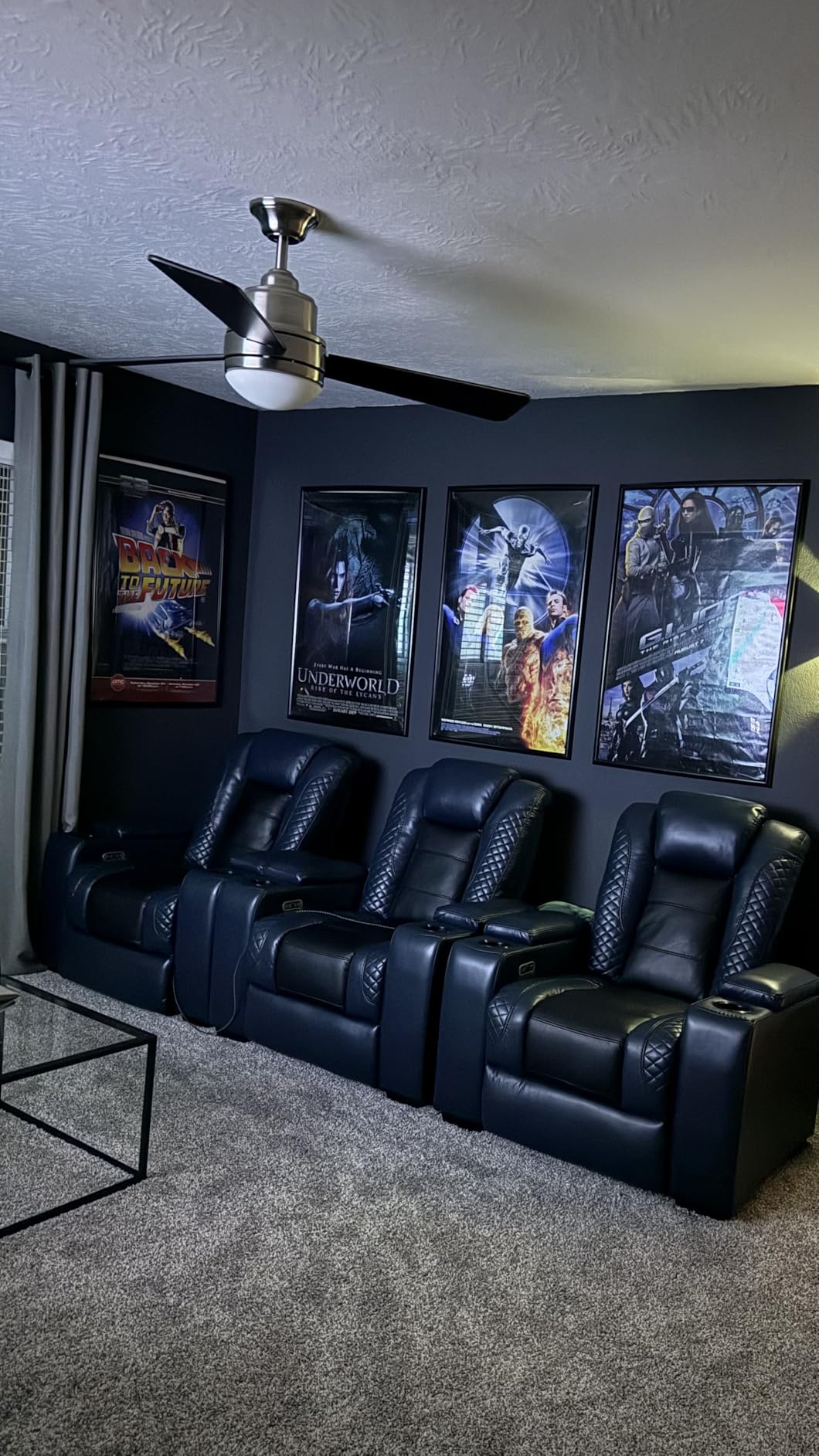 ANJ Power Home Theater Seating, PU Leather Electric Recliner Chair with Adjustable Headrest, Dual Motors Movie Reclining Chairs with LED Lights, USB Port, Cup Holders, Hidden Arm Storage (Brown) customer photo 2