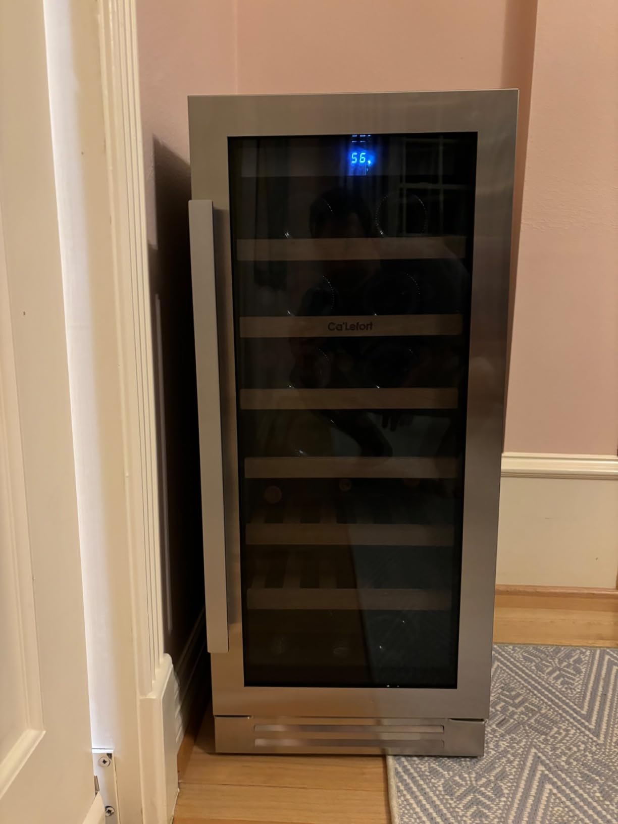 24 Inch Wine Fridge, 61-Bottle Wine Cooler Refrigerator | 40-65°F Control, Adjustable Shelves, Glass Door & 3-Color LED, Automatic Defrost, Built-In or Under Counter customer photo 1
