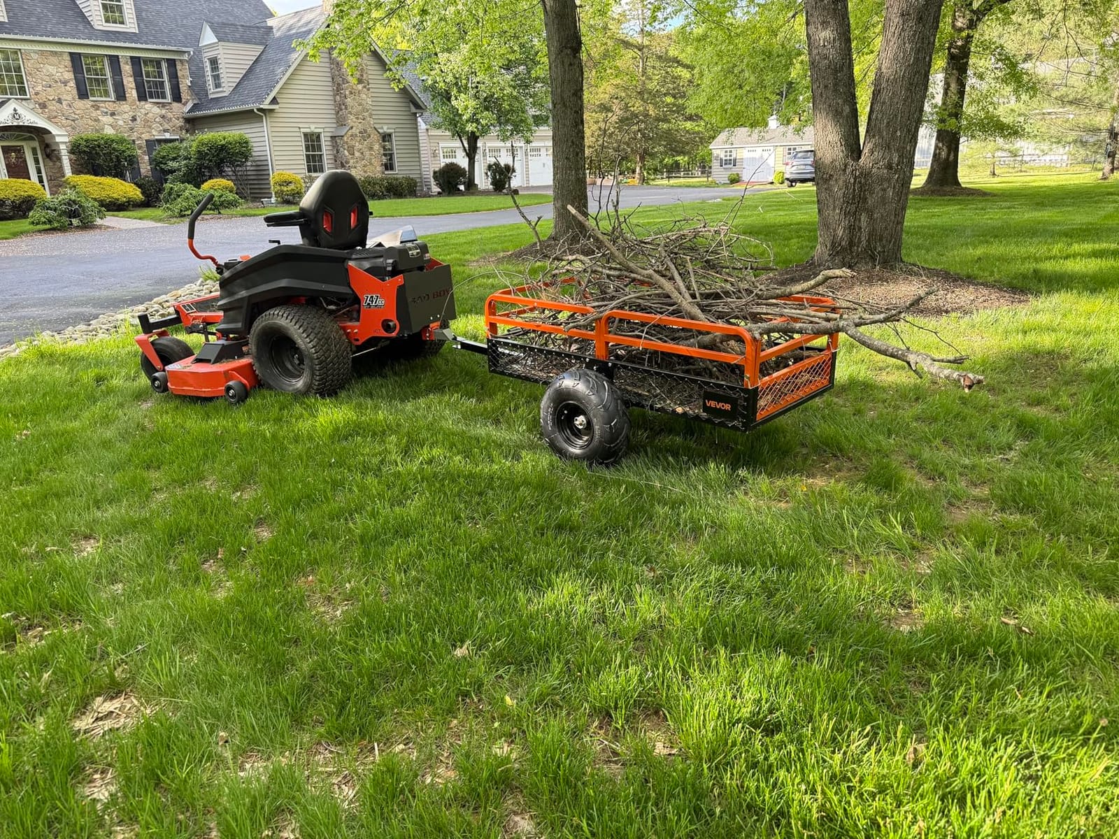 VEVOR ATV UTV Trailer Tow Behind Dump Cart | 1500lbs Capacity, 15 Cubic Feet, Heavy Duty, For Lawn Mower Tractor, Yard Garden Use customer photo 1