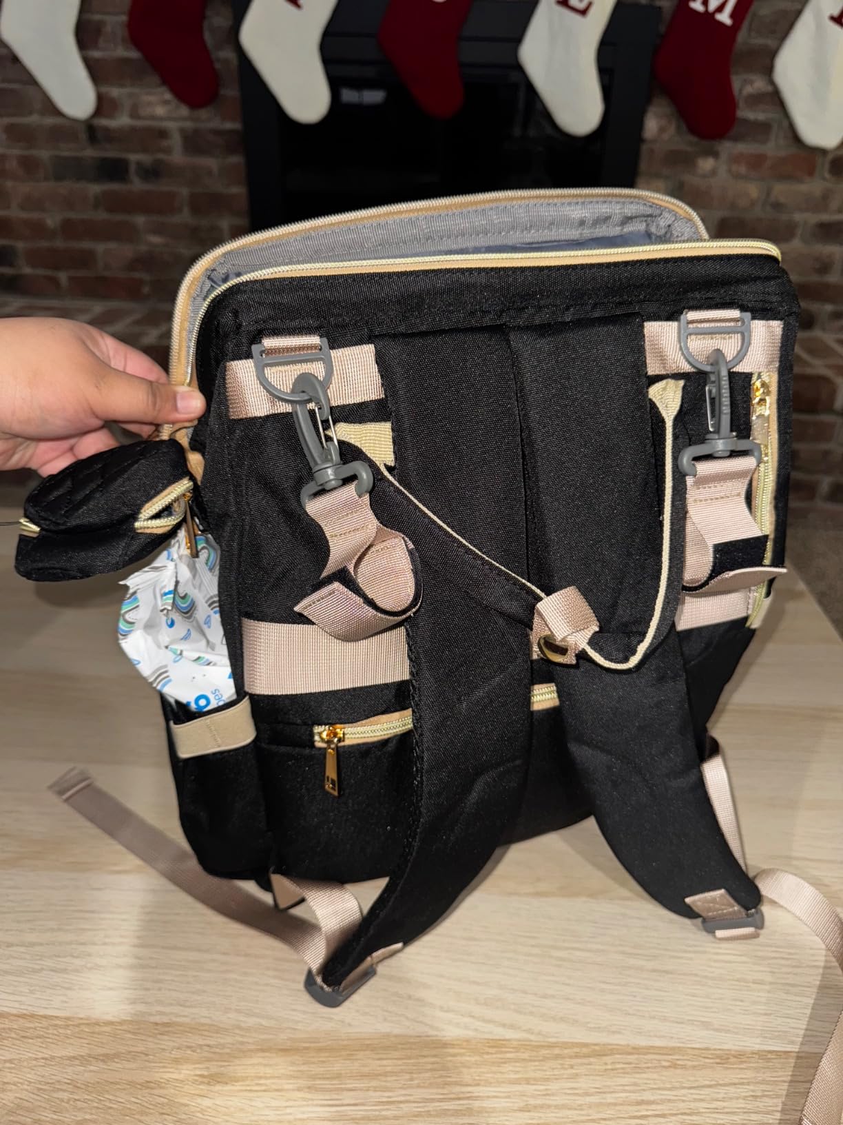 ROSEGIN Diaper Bag Backpack for Dad and Men, Large Travel Baby Bag with Changing Pad, Pacifier Case, Removable Flag Patch - Baby Shower Gifts - Shadow Black customer photo 1