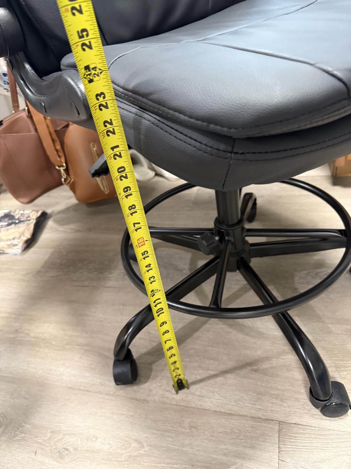 Misolant Drafting Chair, Tall Office Chair for Standing Desk, High Leather Executive Office Chair with Adjustable Height and Flip-up Armrest for Counter Height Desk customer photo 2