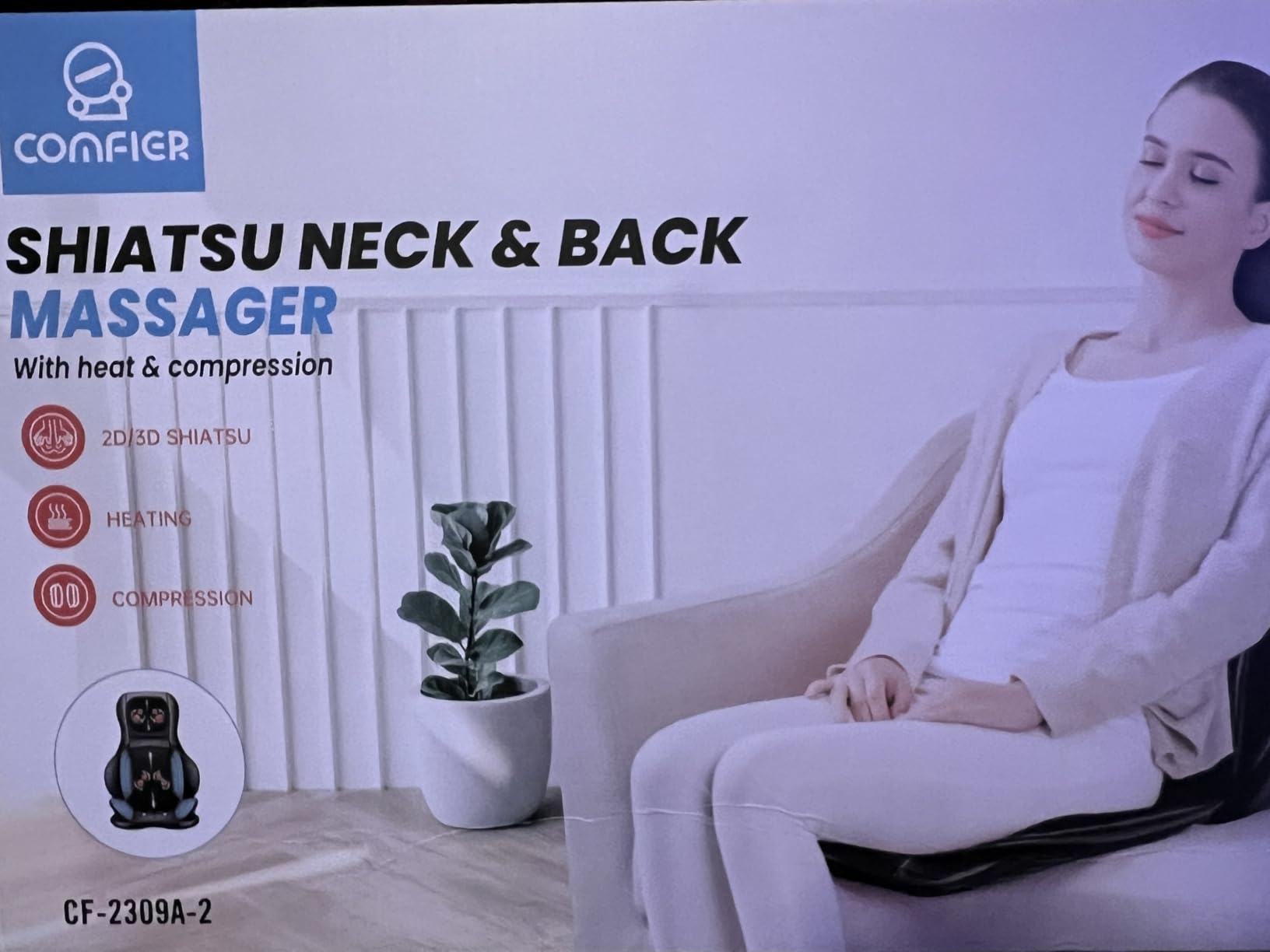 COMFIER Back Massager for Pain Relief Deep Tissue, Shiatsu Neck and Back Massager with Heat, Rolling & Compression Massage Chair Pad for Office Chair, Full Body Massage Chair Gift for Mom Dad customer photo 1