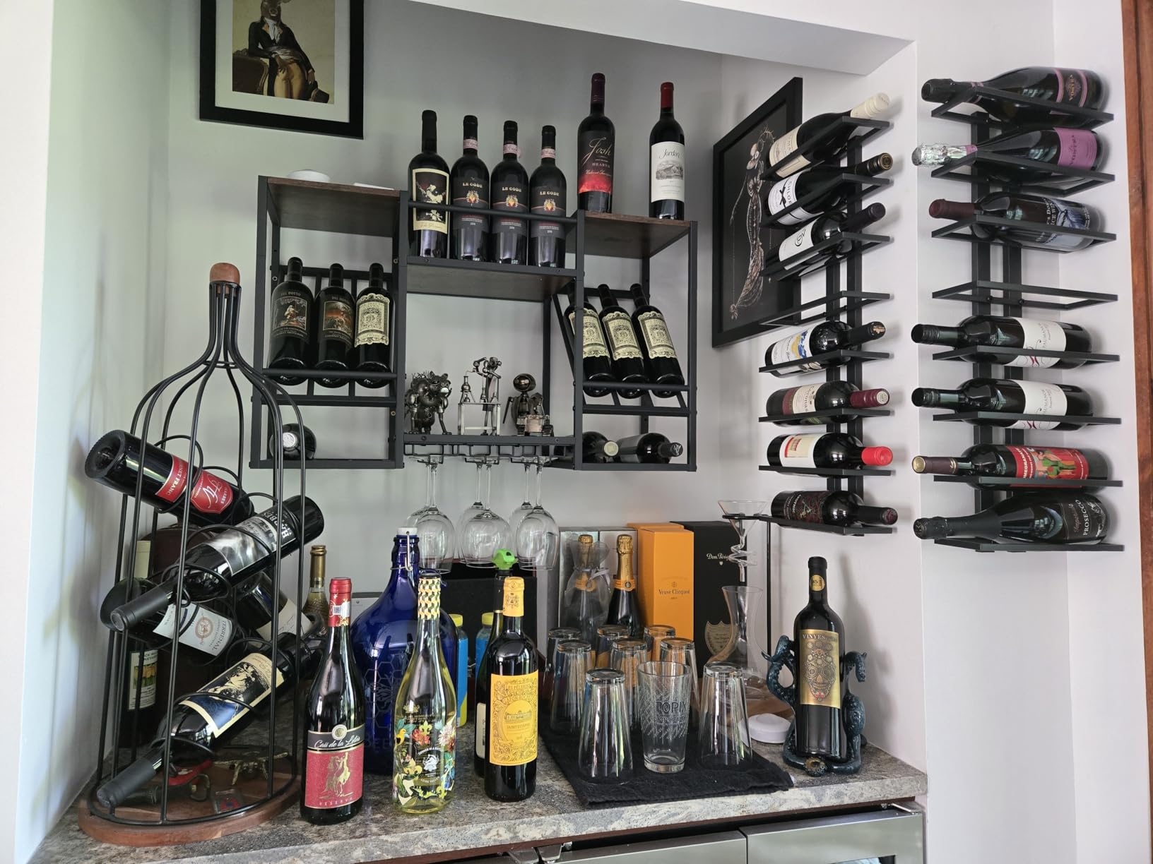 Hoctieon 3-Set 8 Tier Wall Mount Wine Rack (24 Tiers), Wall Racks for Wine Bottles Display and Storage, Hanging Bottle Organizer for Living Room, Kitchen, Wine Cellar, Bar, Black customer photo 1