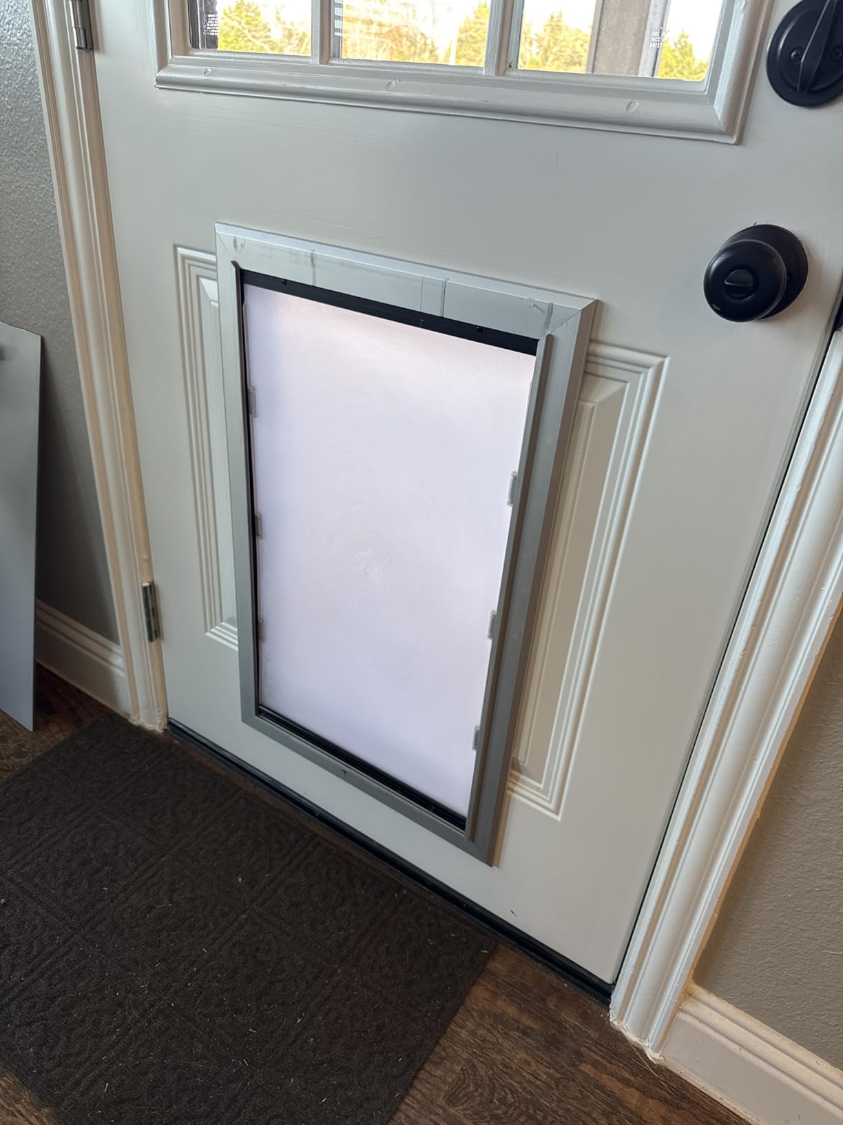 X-Large Aluminum Dog Door for Exterior, Cutout Size 14 1/2''W x 25 1/8''H, Heavy Duty Magnetic Double Flap for Extreme Weather, Energy-Efficient, Easy to Assemble, Lockable Panel Included, Black customer photo 2