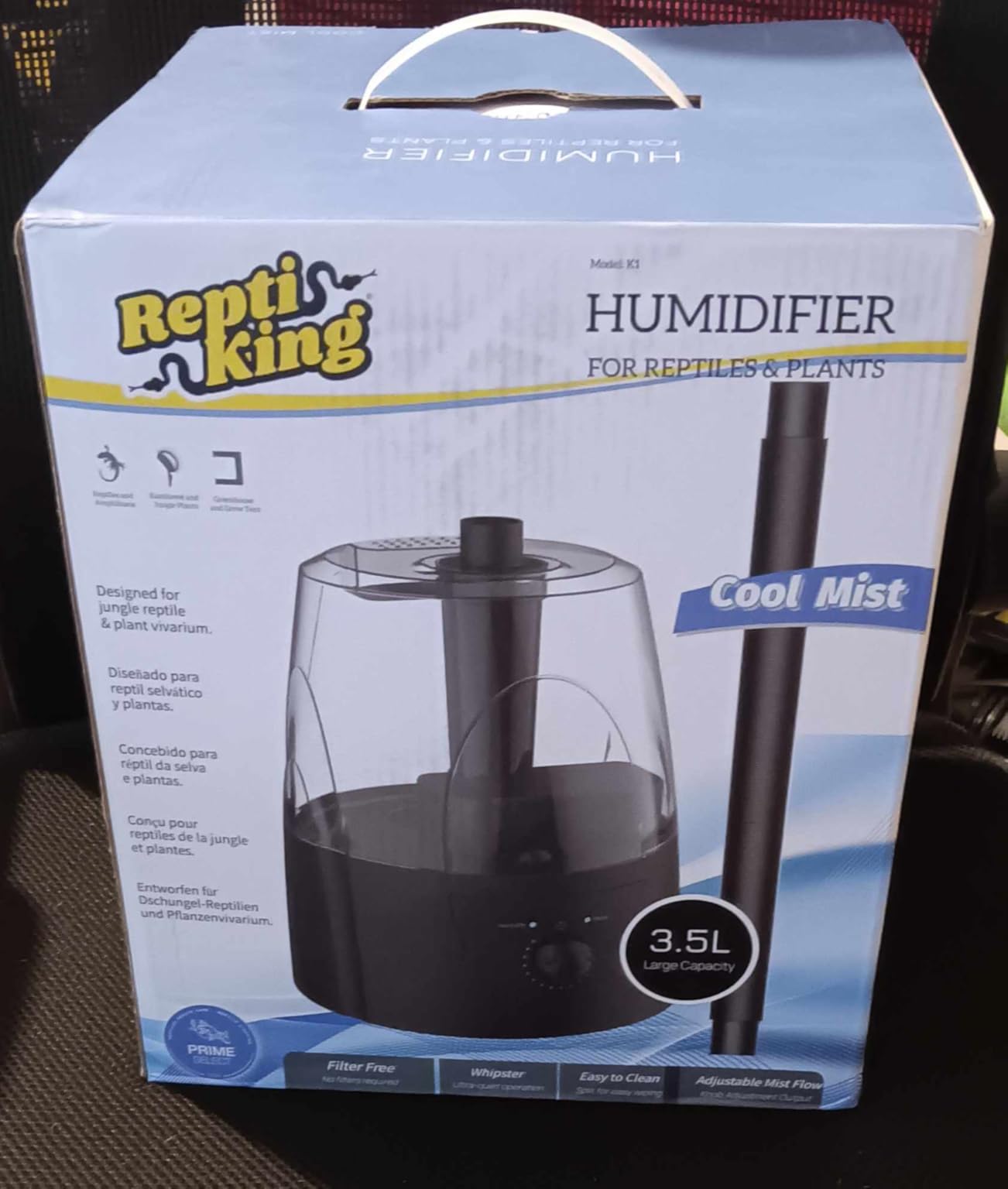 Reptile Fogger, Terrarium Humidifier, Plant Humidifier, Fog Machine Mister for Reptiles and Plants Vivarium, 3.5L Large Capacity, Ideal for Reptiles/Amphibians/Grow Room/Grow Tent Humidifiers customer photo 1