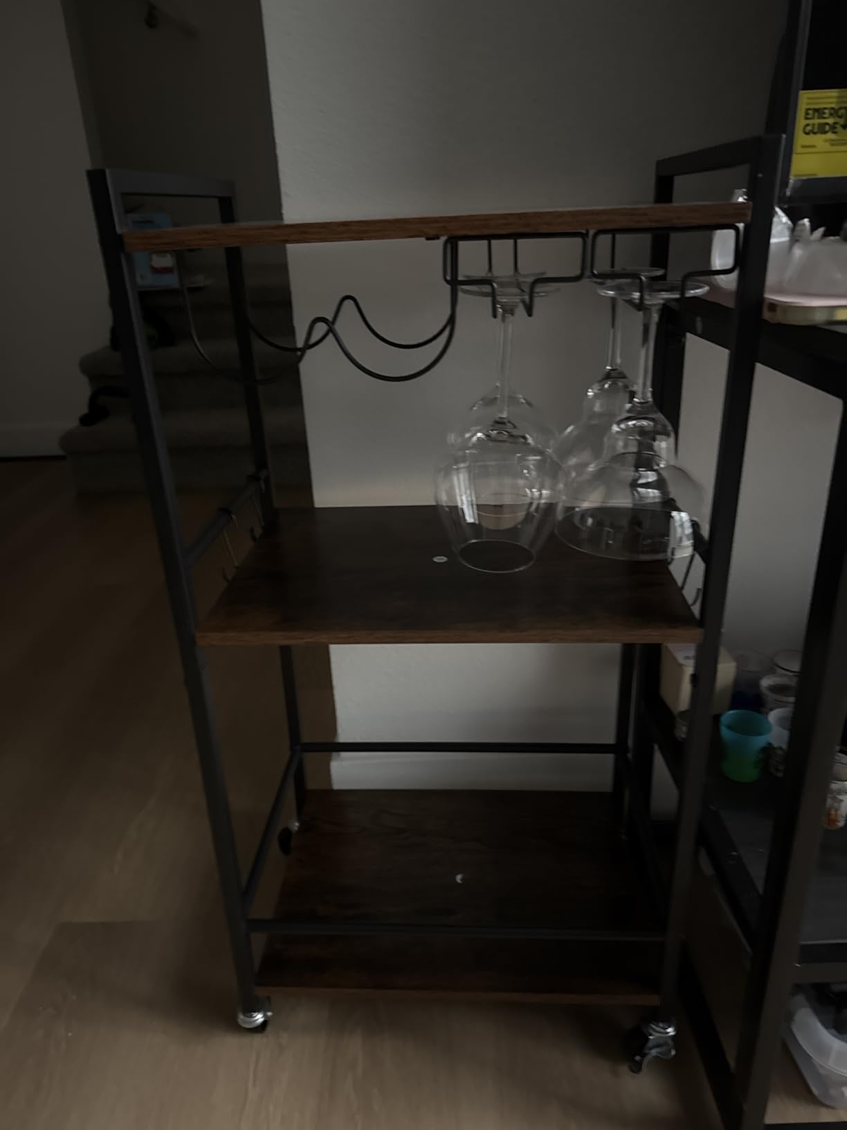 TUTOTAK Bar Cart, Home Bar Serving Cart with 3-Tier Shelf, Drink Cart with Wine Rack, Glass Holder, Rolling bar carts for the Home, Living Room, Brown BC01BB035 customer photo 1