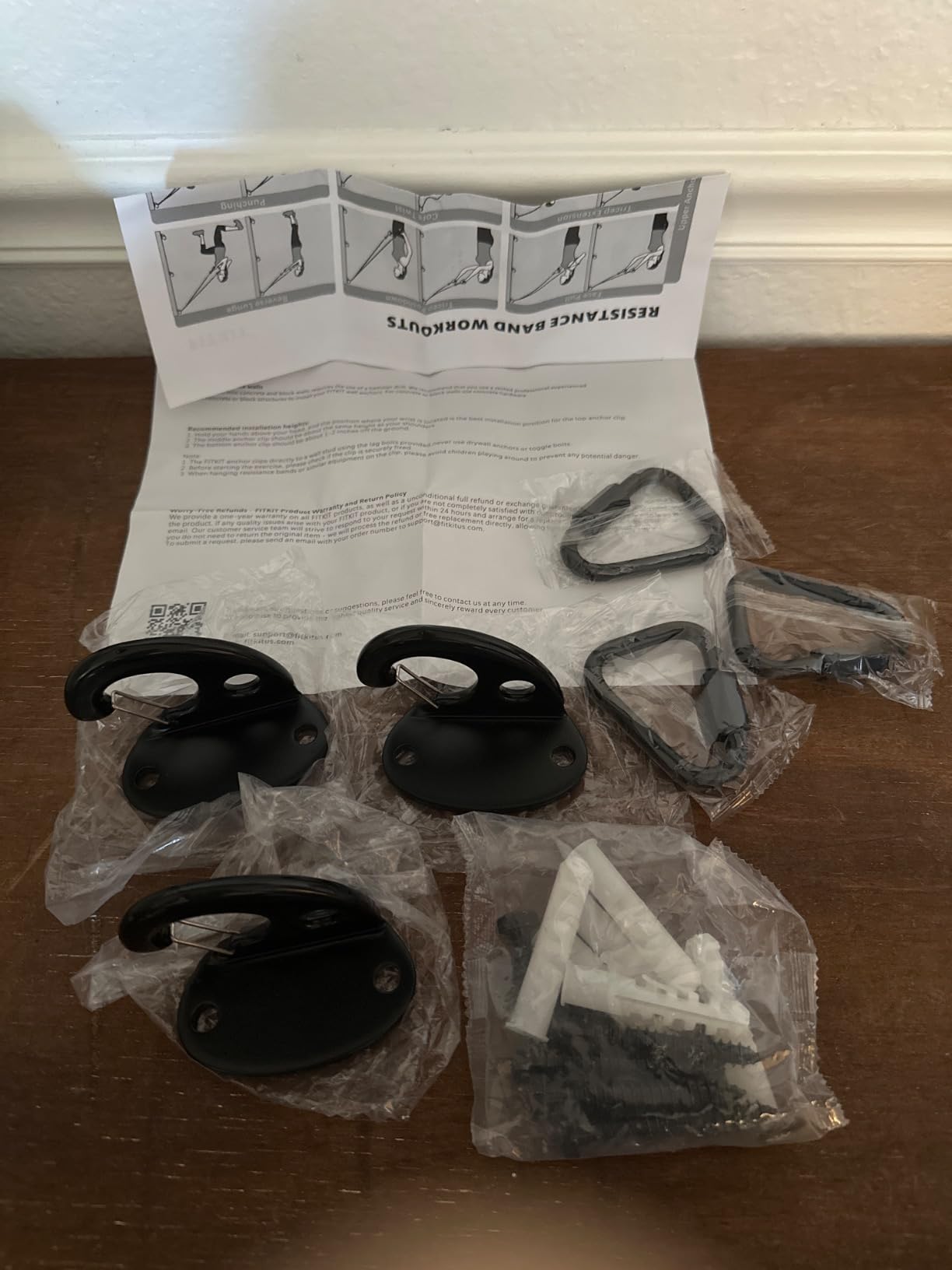 FITKIT 3-Pack Wall Mount Anchor Kit for Resistance Bands | No-weld design, for home gym, suspension straps and physical therapy customer photo 1