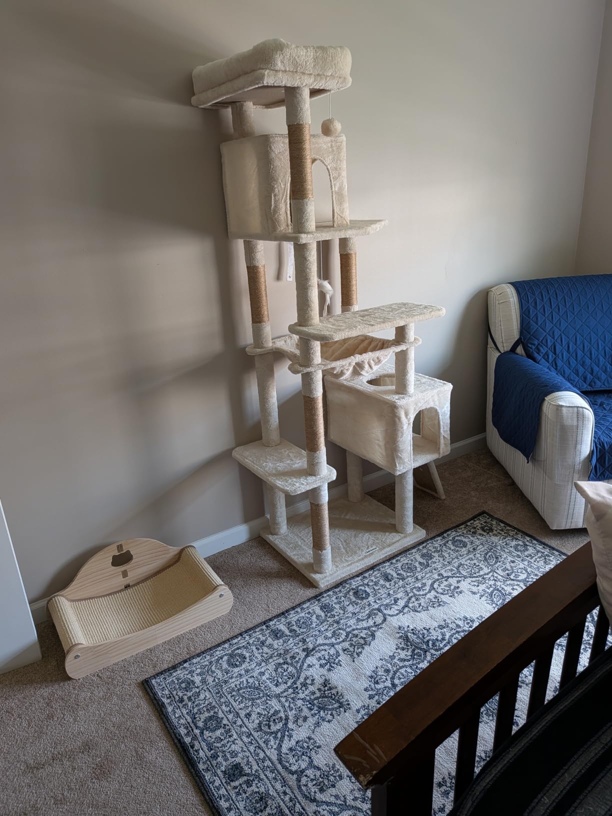 Globlazer Heavy Duty Cat Tree, 70 inch Sturdy Cat Tree for Indoor Cats Extra Large Cat Tower with Scratching Post, Hammock, Cat Condo for Adult Cats Kittens, F70 Pro, Light Grey customer photo 1