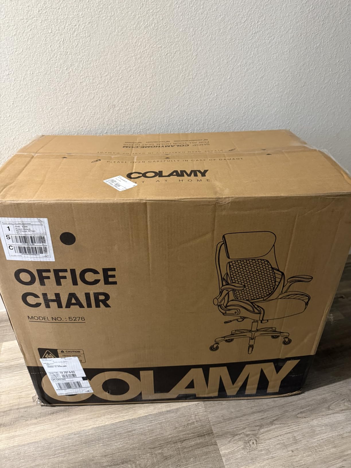 COLAMY Office Ergonomic Desk High Back Executive Chair with Pop-Out Lumbar Support, Upgraded Casters, Adjustable Headrest, Flip-Up Arms, Leather Home with Thick Cushion for Comfort - Black customer photo 2