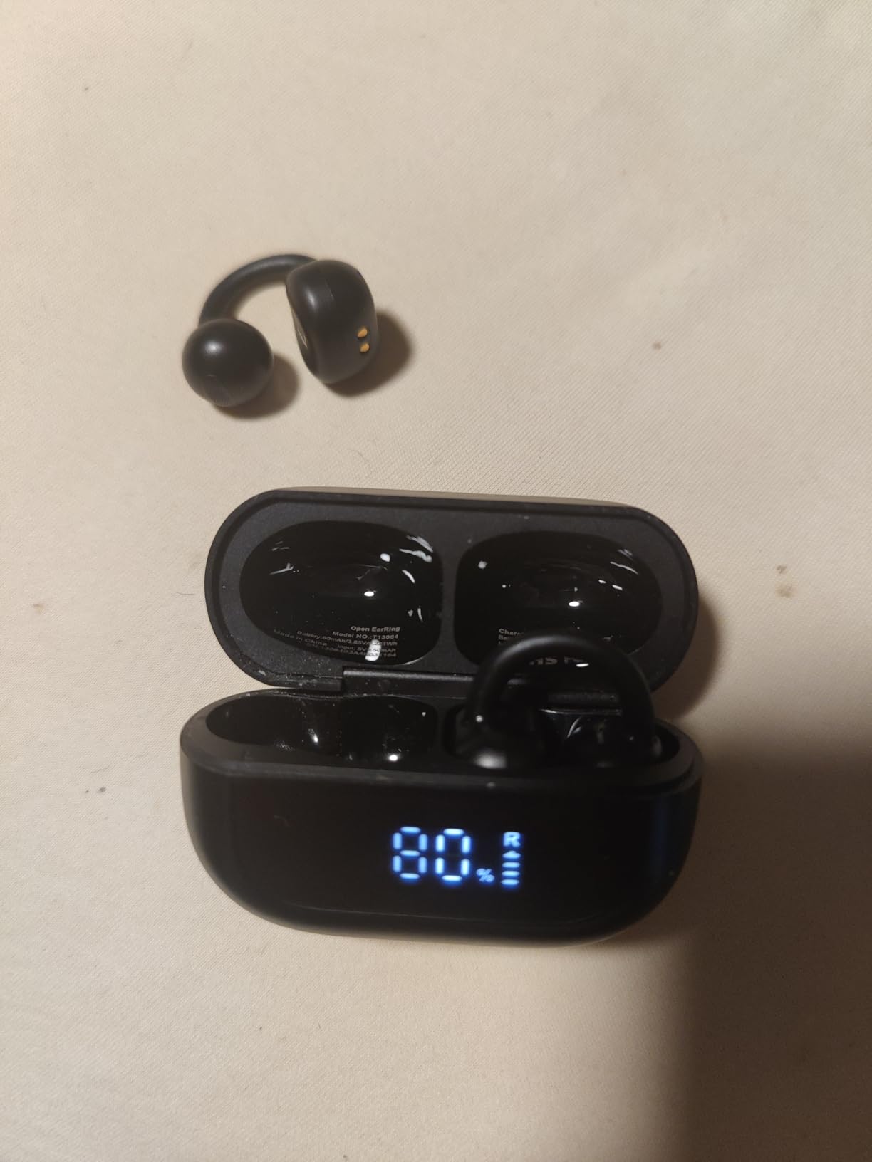 TOZO OpenEarRing Open Ear Earbuds 40H Bluetooth 5.4 Lightweight Comfort | Open Ear Clip On Wireless Earbuds with Smart Digital LED Display, Stable Connection, Secure Fit for Driving Workout Black customer photo 1