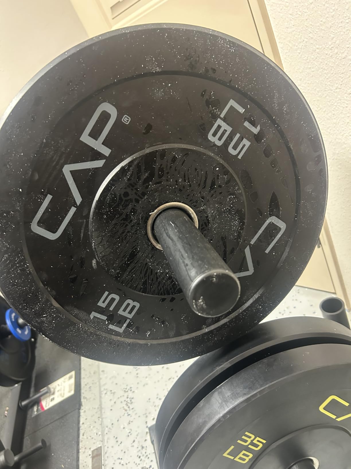 CAP 2-inch Olympic Bumper Plate Weight Set | 100-370 lbs | Multiple Colors | Storage Rack Optional customer photo 1