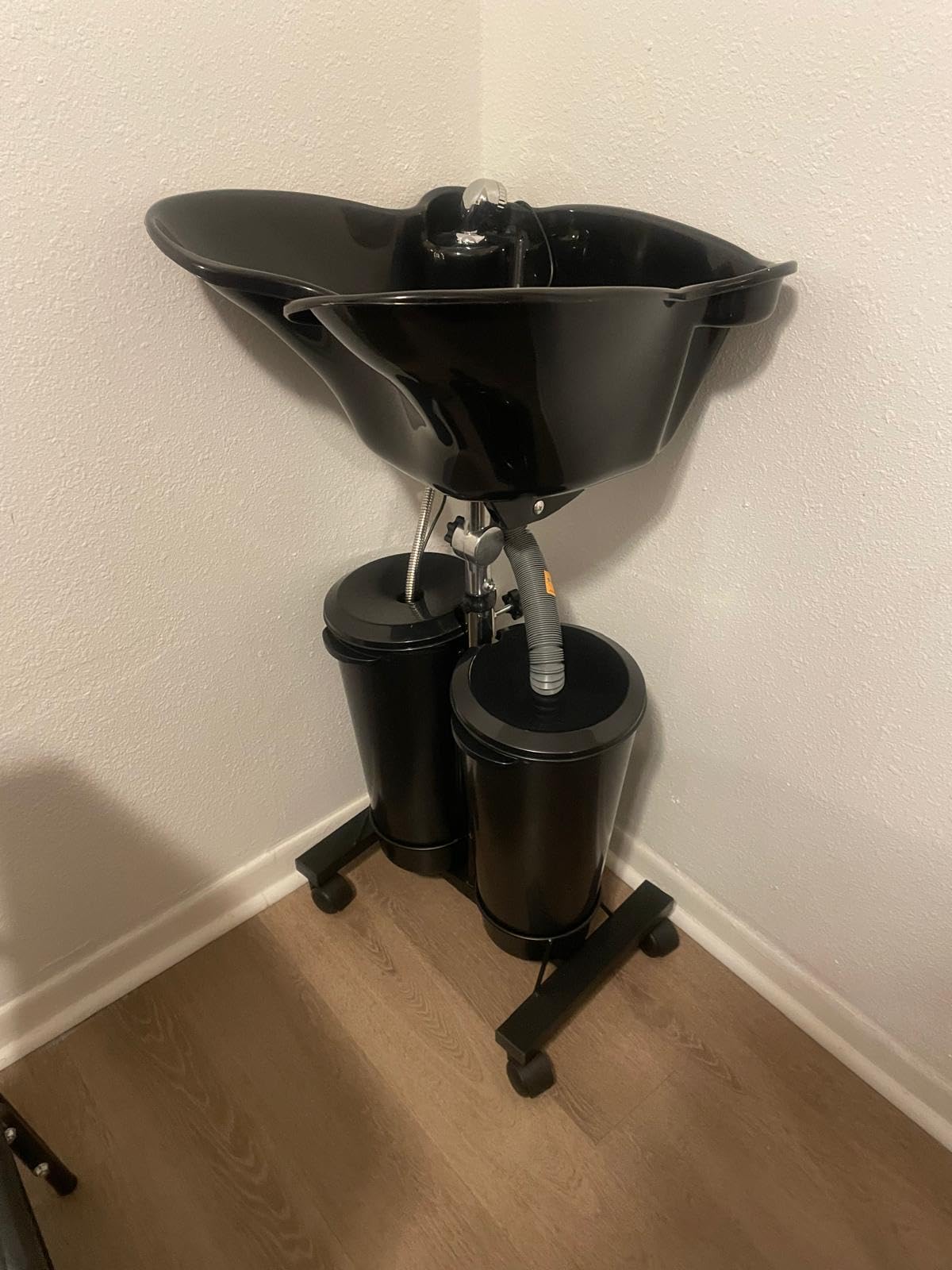 Portable Shampoo Bowl with Electric Pump | Height Adjustable Hair Washing Station, 2 Buckets Drain Hoses, Portable Salon Sink for Home & Salon Use (Freestanding) customer photo 1