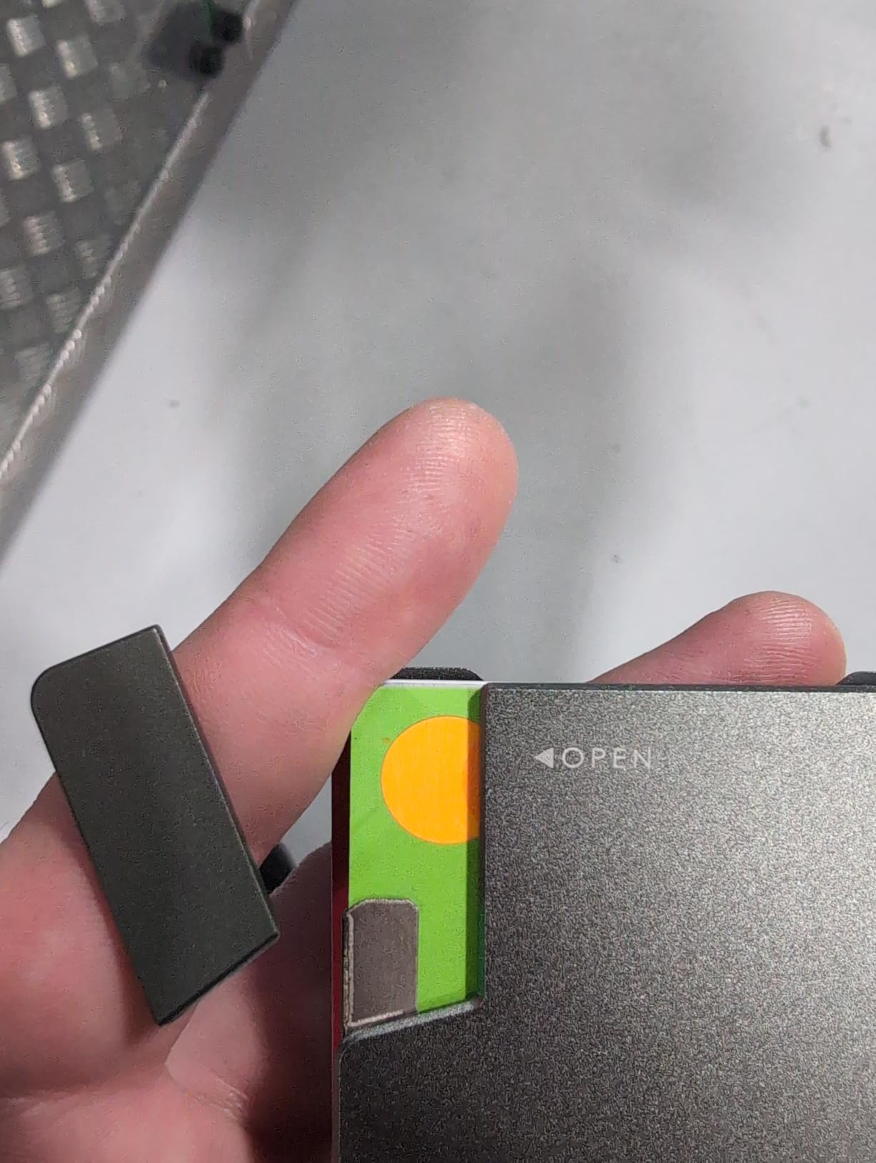 Shuffle Wallet for Men, Deck-of-Cards Opening, RFID Blocking (Raw Titanium) customer photo 1