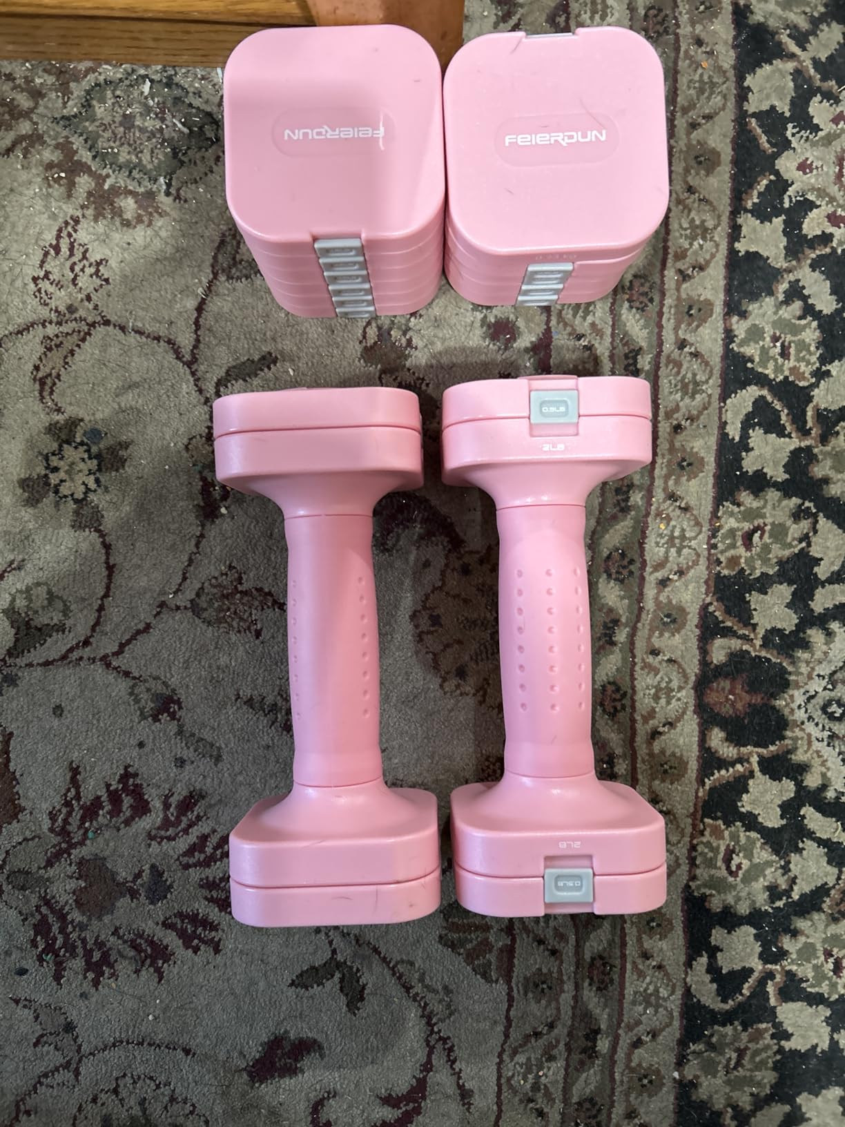 FEIERDUN DB3 5-in-1 Adjustable Dumbbell Set, 6LB/10LB Pair Adjustable Weights with TPU Soft Handle, Home Gym, Pilates, Strength Training customer photo 2