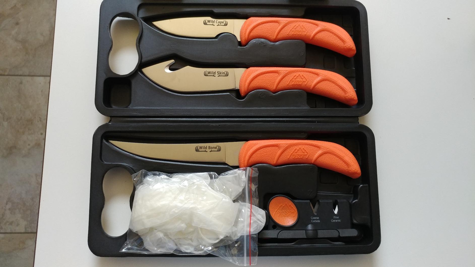 OUTDOOR EDGE Wild Roll Pack - 5-Piece Hunting Kit & Game Processing Set - Includes Gut Hook Skinning Knife, Caping Knife, Boning Blade & Two Stage Sharpener customer photo 1