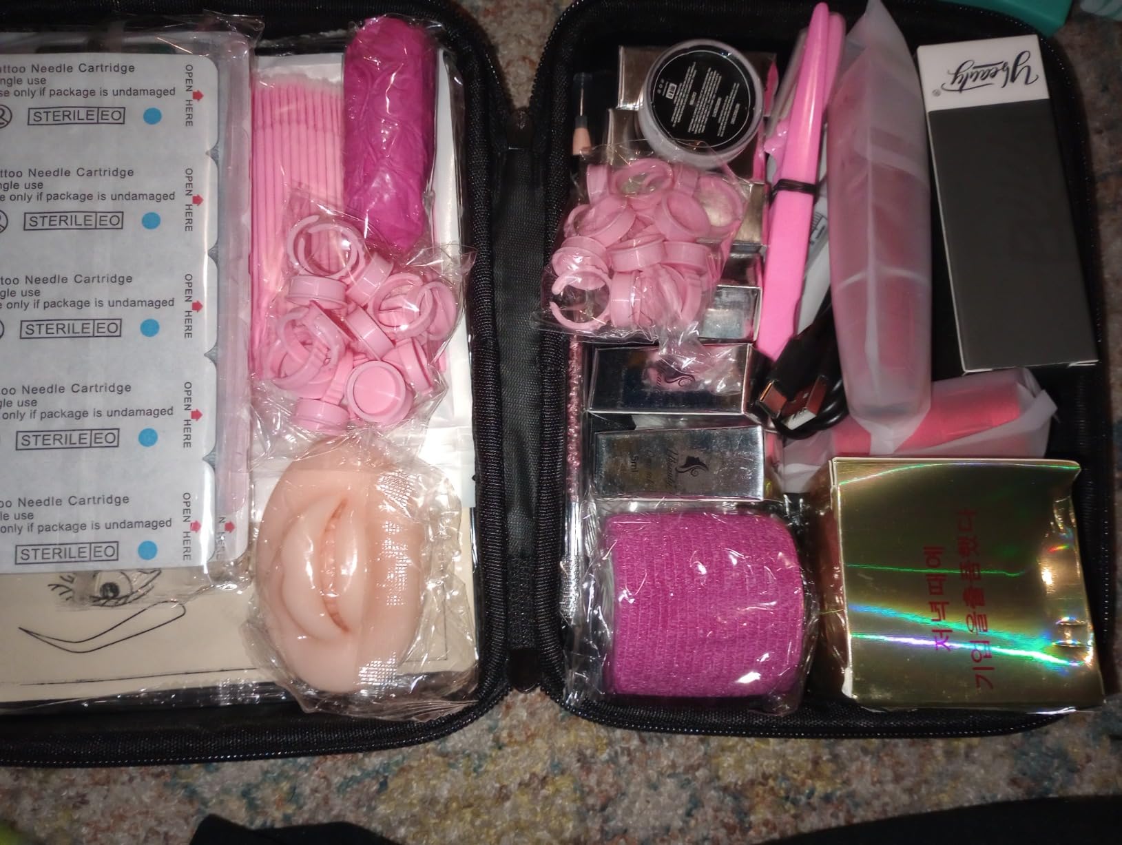 Eyebrow Microblading Tattoo Machine Kit, Professional Complete Wireless Tattoo Gun with Tattoo Power Supply, 50Pcs Cartridge Needles, 7Pcs Inks, Microblading Supplies for Beginners (Black, TP39) customer photo 1