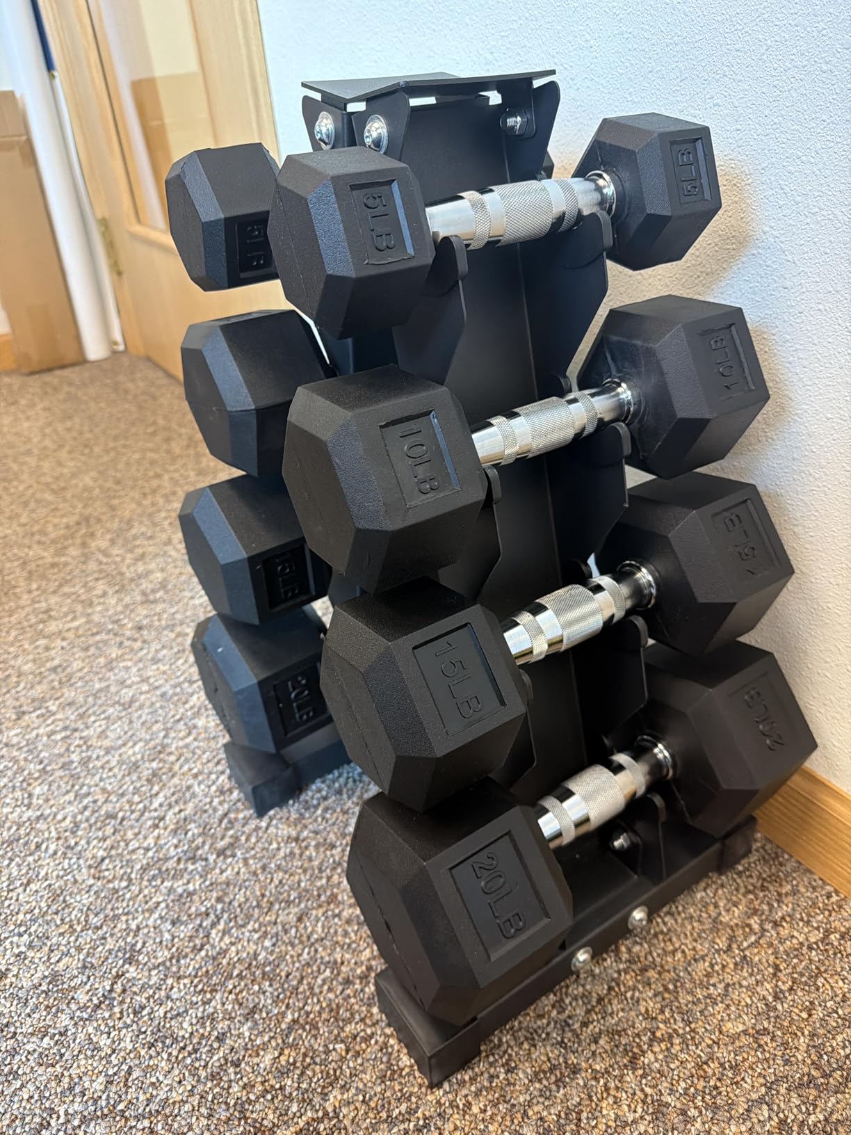 BalanceFrom Rubber Coated Hex Dumbbell Weight Set with Storage Rack, 100LB or 150LB or 200LB Set, 5-20 lbs or 5-25 lbs or 10-30 lbs Pairs customer photo 2