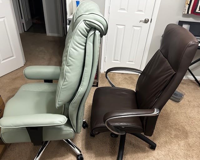 EXCEBET Big and Tall Office Chair with Footrest, PU Leather High Back Executive Office Chair 400lbs, Ergonomic Computer Chairs Lumbar Support for Heavy People (Brown) customer photo 1