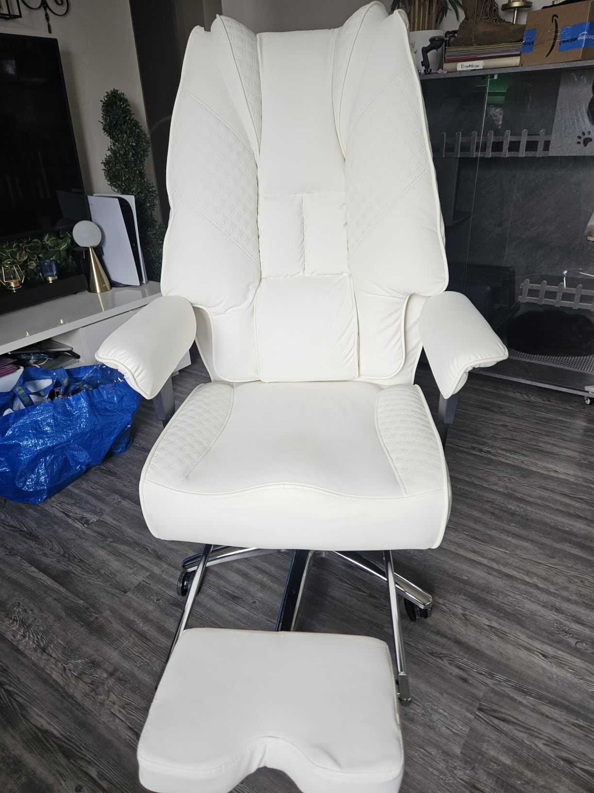 EXCEBET Big and Tall Office Chair with Footrest, PU Leather High Back Executive Office Chair 400lbs, Ergonomic Computer Chairs Lumbar Support for Heavy People (Brown) customer photo 2