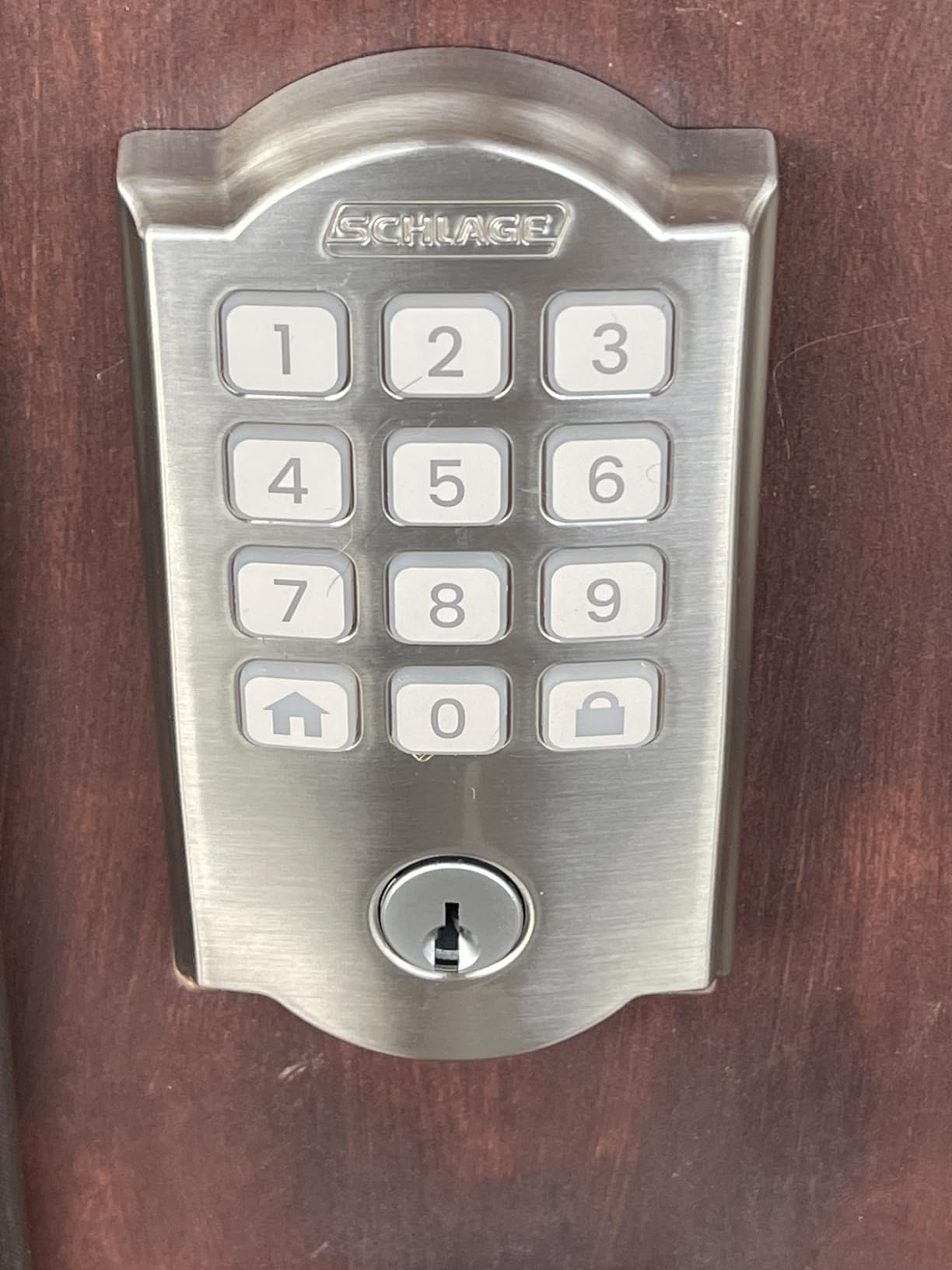 Schlage Arrive Smart WiFi Deadbolt Lock with Camelot Trim, Satin Nickel | Keyless entry door lock, Push button keypad, Built-in app control, Alexa, Google Home & Ring compatible, Certified security customer photo 1