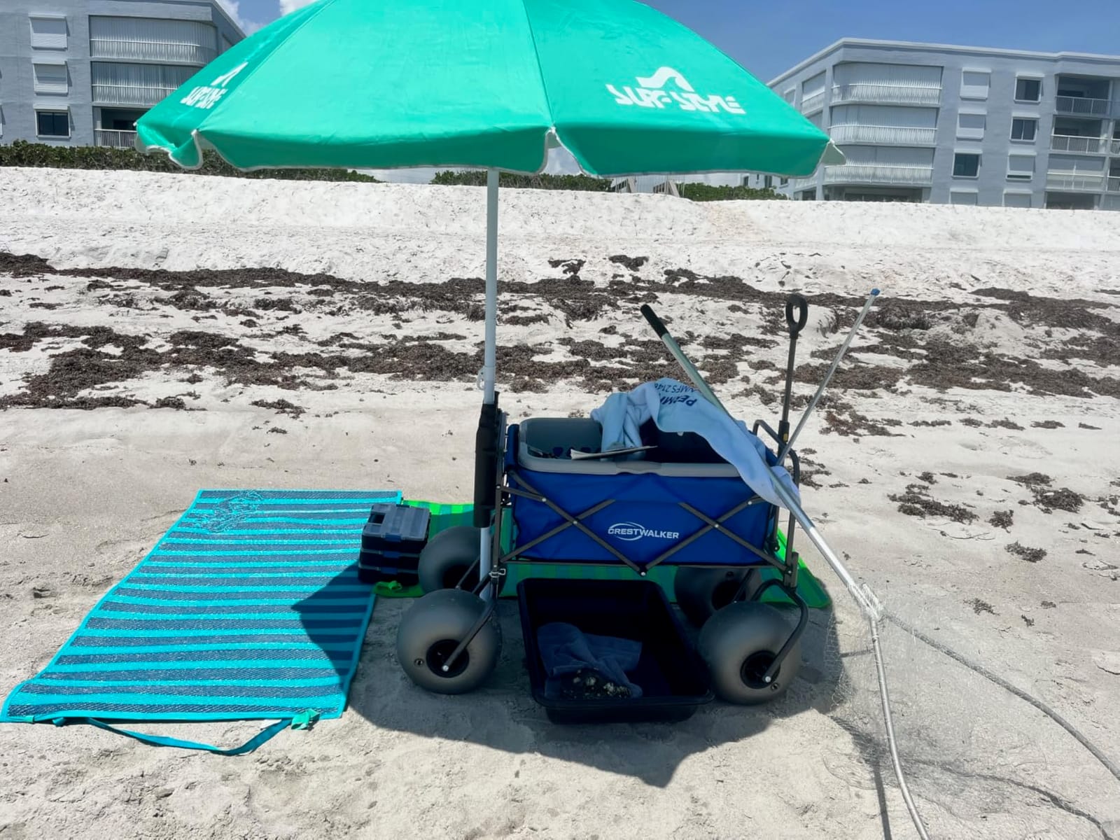 13' Balloon Wheel Cart with Collapsible Chair Racks, Beach Wagon with Big Wheels for Sand, Folds Thin with Quick-Release Forks, Heavy Duty 300 lbs Capacity customer photo 1