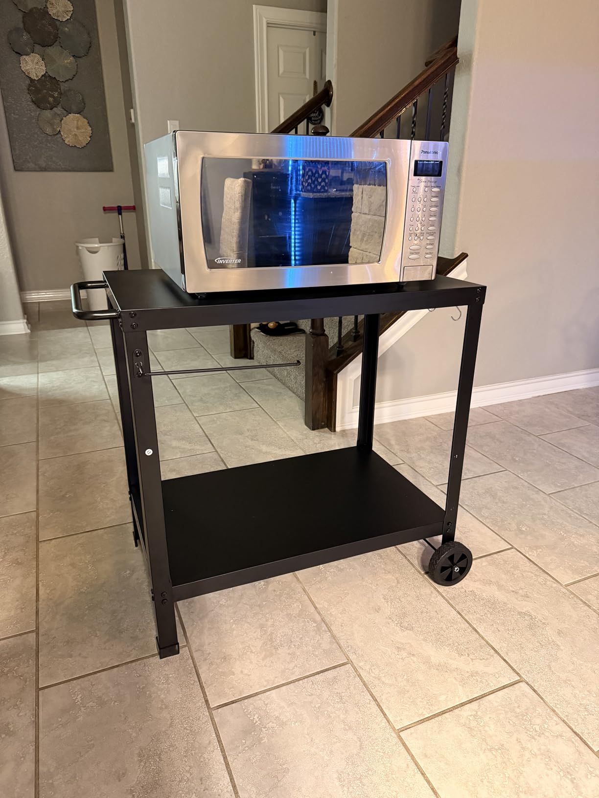32x20IN Double-Shelves Grill Table, Outdoor Grill Cart for Blackstone Griddle, Movable Pizza Oven Table Cart for Outside Patio, Kitchen Cooking Food Prep Table for Party customer photo 1
