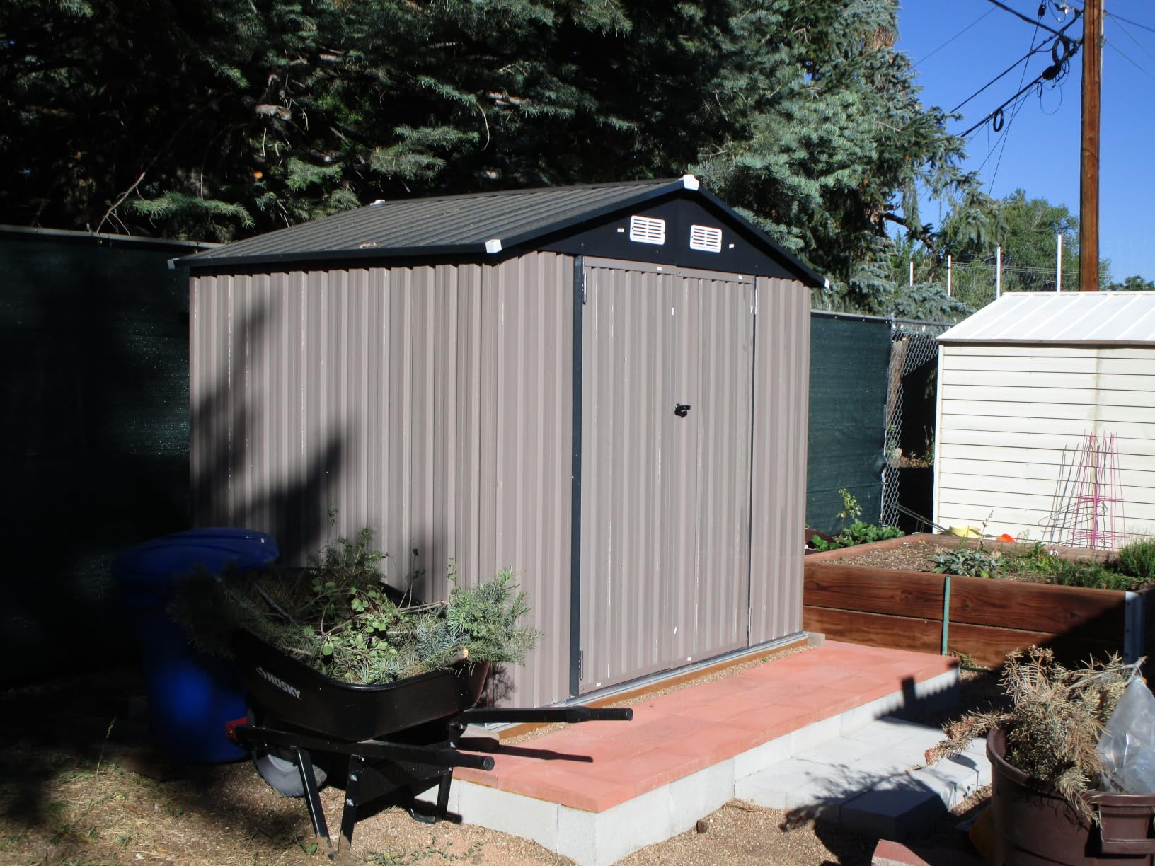 Aoxun 6.2x4 FT Shed Outdoor Storage Shed, Brown | Metal Shed with Lockable Doors & Slooping Roof Garden Tool Shed for Backyard, Patio, Poolside customer photo 2