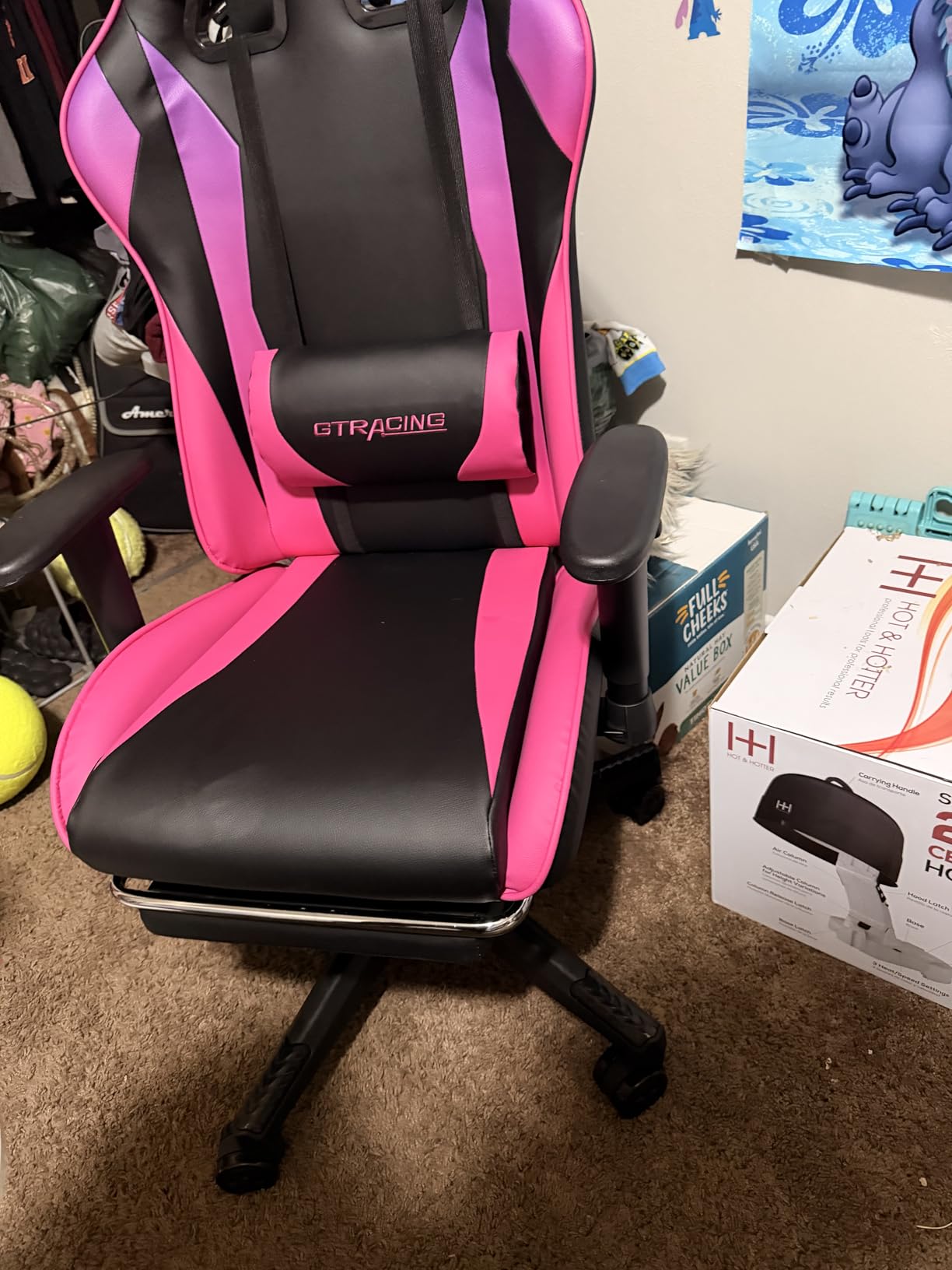GTPLAYER Gaming Chair with Footrest, Ergonomic Computer Game Desk Chair, Reclining Gamer Chair Seat Height Adjustment, Swivel Rocker with Headrest and Lumbar (Blue) customer photo 1