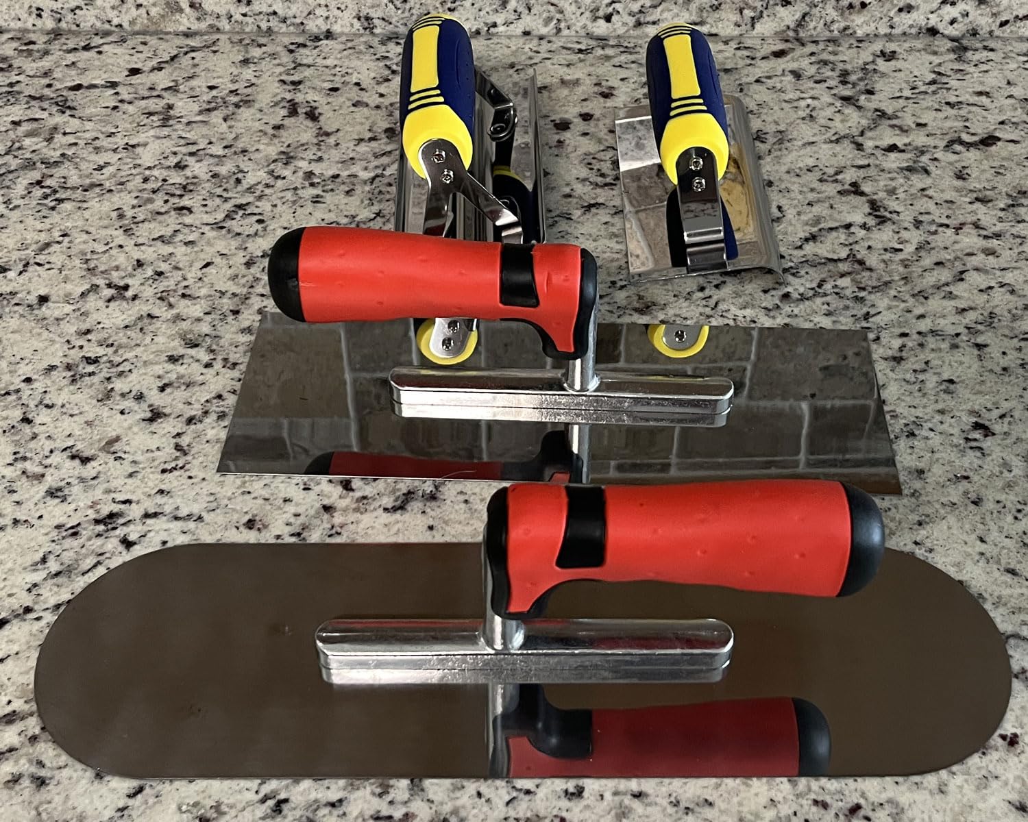 Concrete Tools Set Stainless Steel Flat Finishing Trowel and Pool Trowel Plus Concrete Edger and Groover Stucco Cement Kit Masonry Construction Hand kit customer photo 1