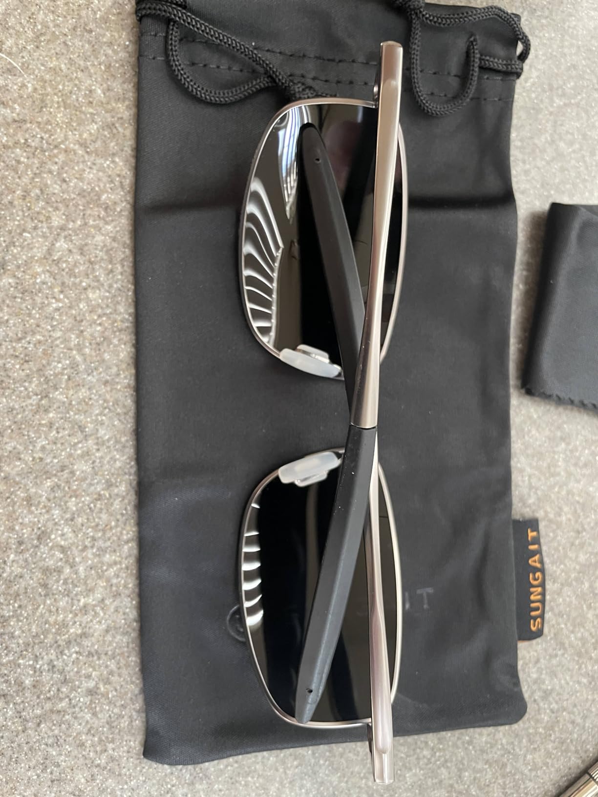 SUNGAIT Mens Narrow Polarized Sunglasses Metal Frame Small Rectangle Retro Durable UV400 Protection customer photo 1