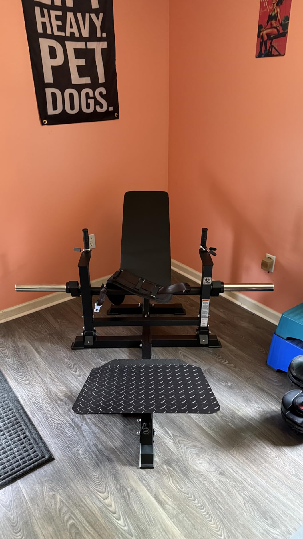 HVO Hip Thrust Machine, Adjustable Glute Bridge Machine, Plate Loaded | Glute Workout Trainer Weight Plate Storage Adjustable Support Durable Steel Construction Home Gym Strength Equipment customer photo 1