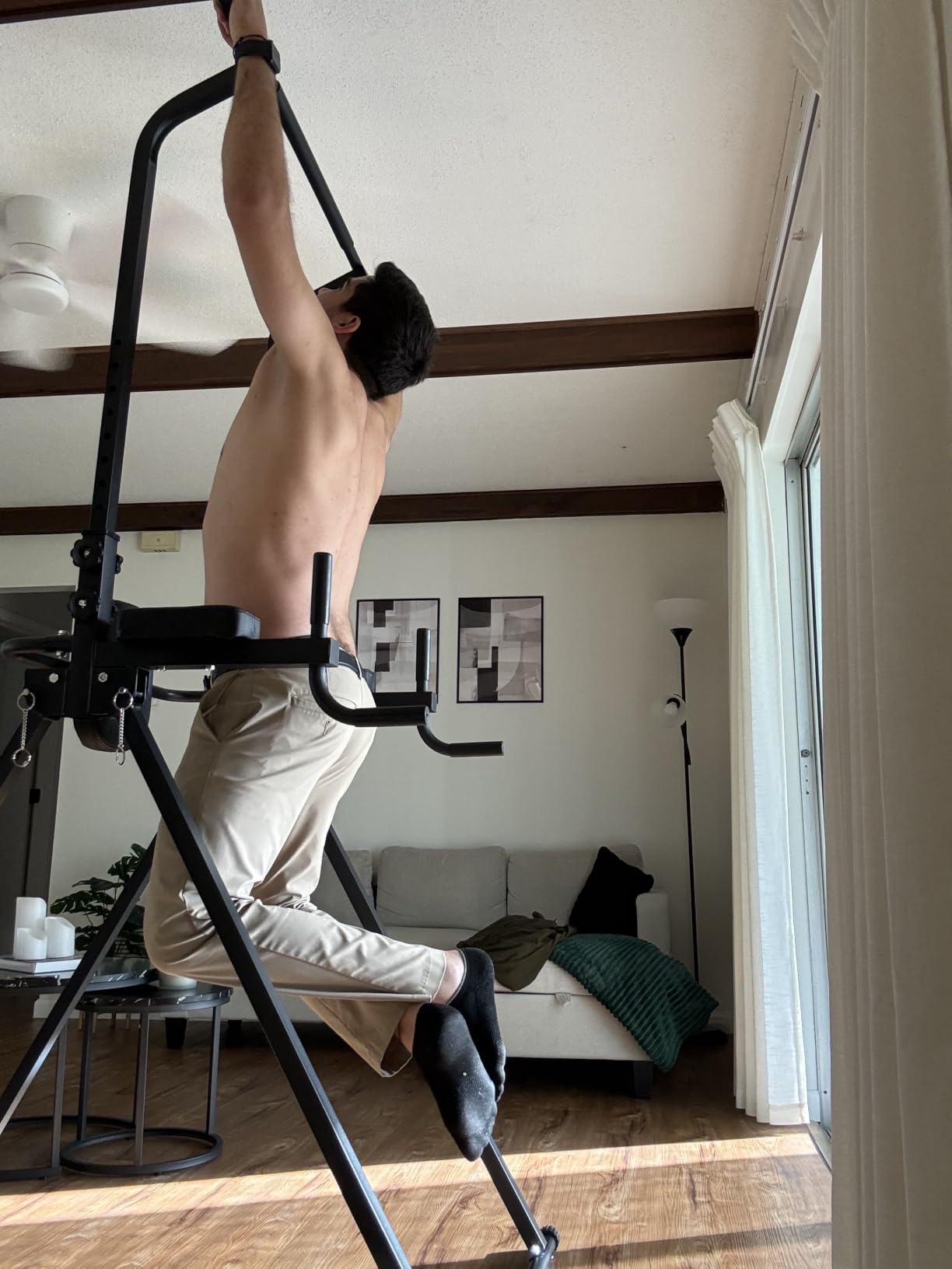 YYJO Foldable Pull Up Bar Free Standing Multi-function Power Tower Dip Bar with Assistance Bands customer photo 2