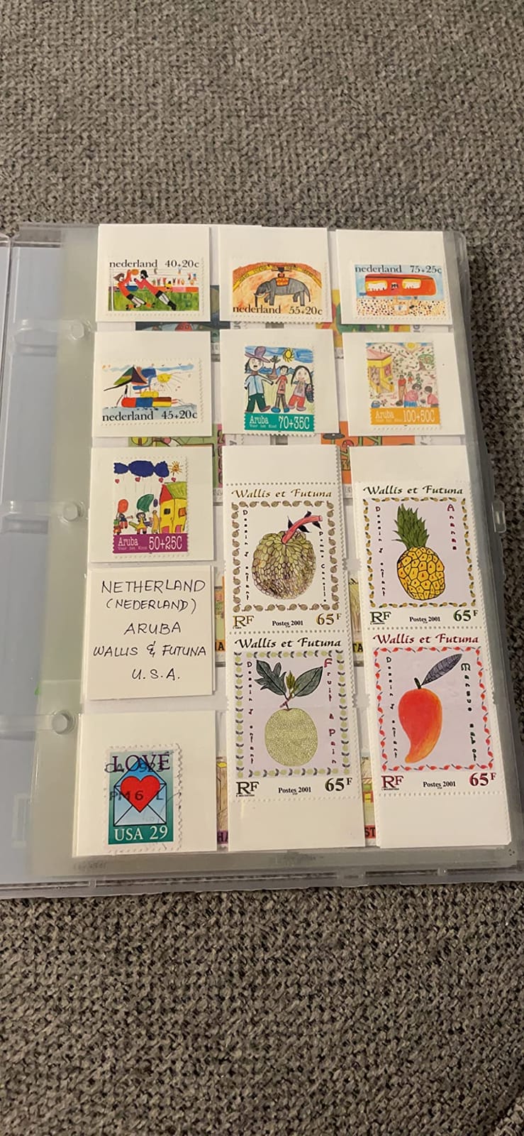 Stamp Collection Album Binder with 10 Archival Safe Pages - Compact 3-Ring Postage Stamp Storage Case with Snap Lock, Holds 150-300 Stamps - Includes 150 Mounting Squares, 1.25