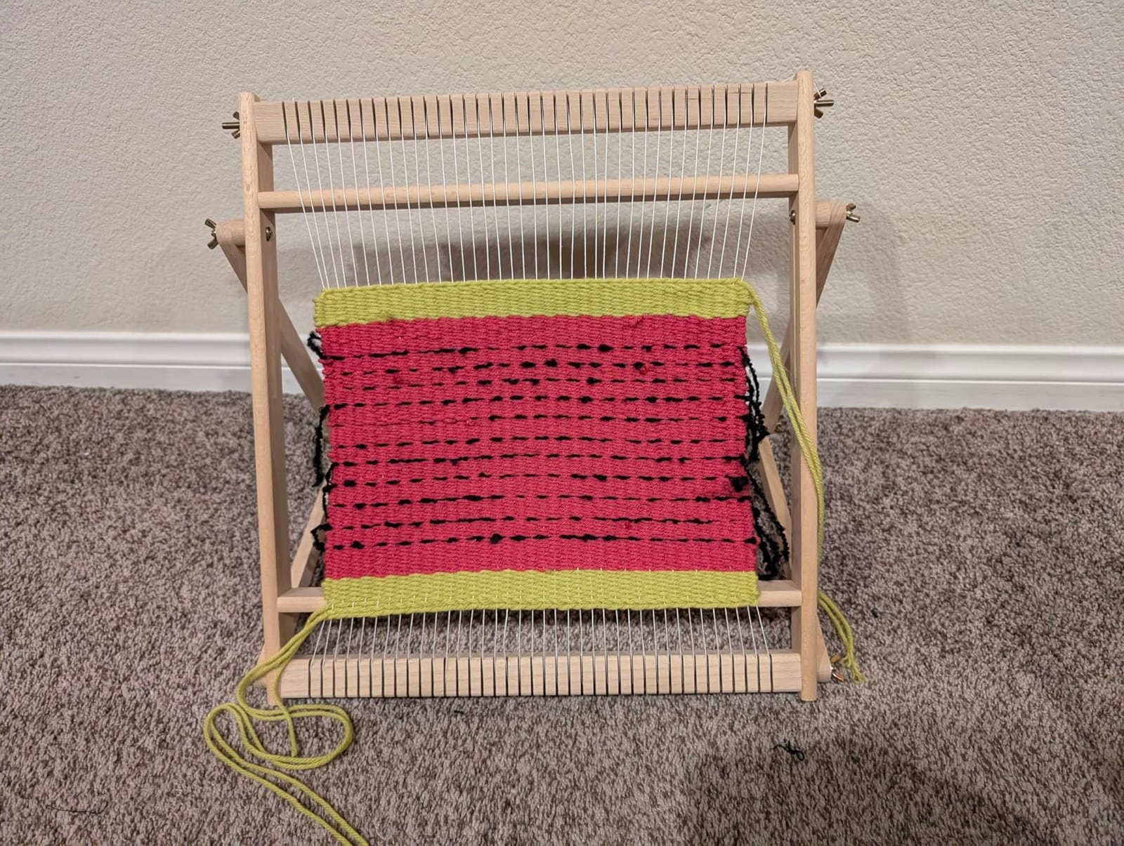 Olikraft Wooden Weaving Loom, Adjustable Stand (Small) | 16 x 13 inch warping area, easy setup with guide and video tutorial, for adults, beginners and pros customer photo 1