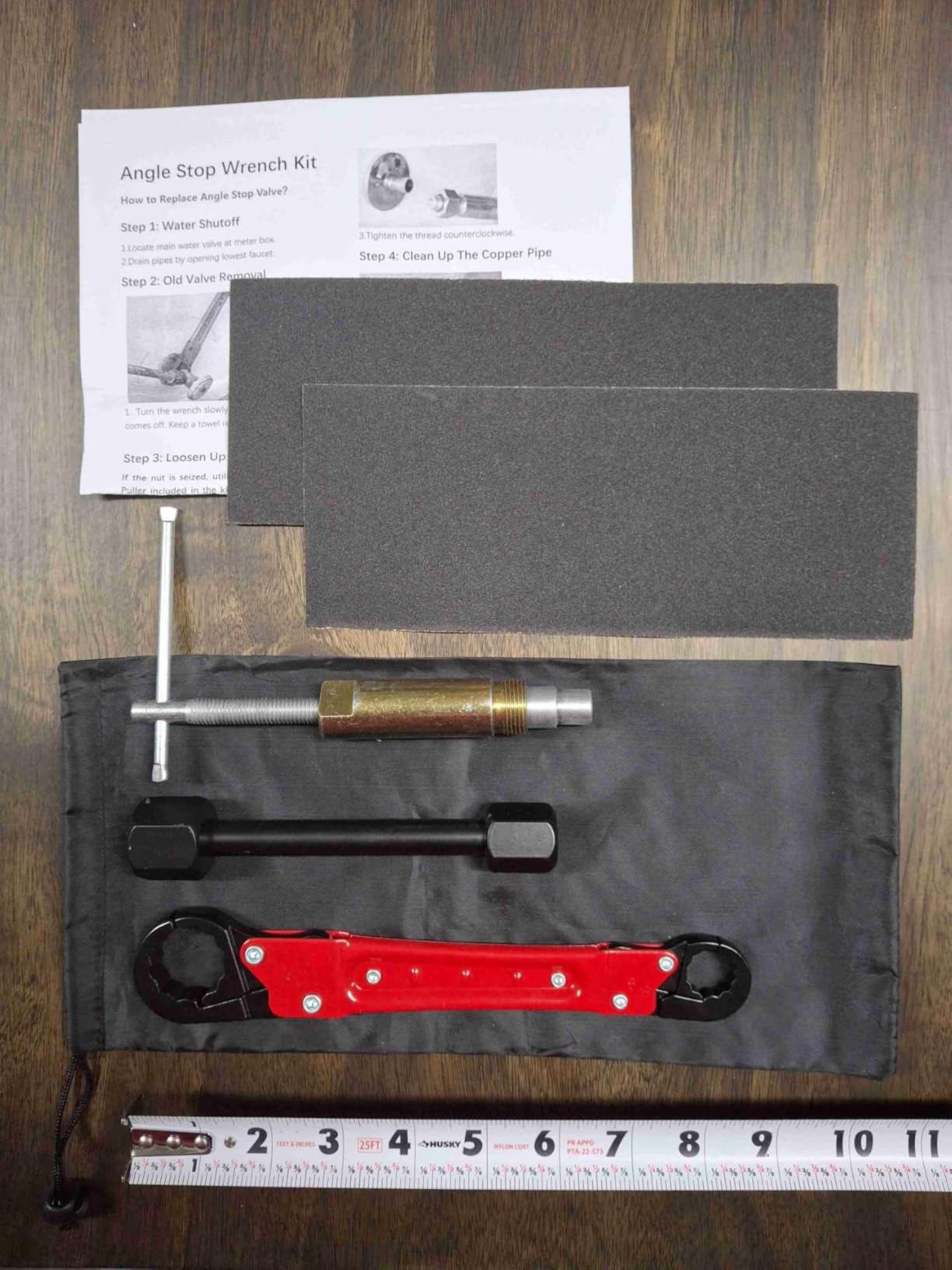 6 Pcs Plumbing Tools Kit with Angle Stop Wrench & 1/2-Inch Compression Sleeve Puller, Professional Plumbers Wrench, Sandpaper and Storage Bag for Frozen/Corroded Angle Stop customer photo 2
