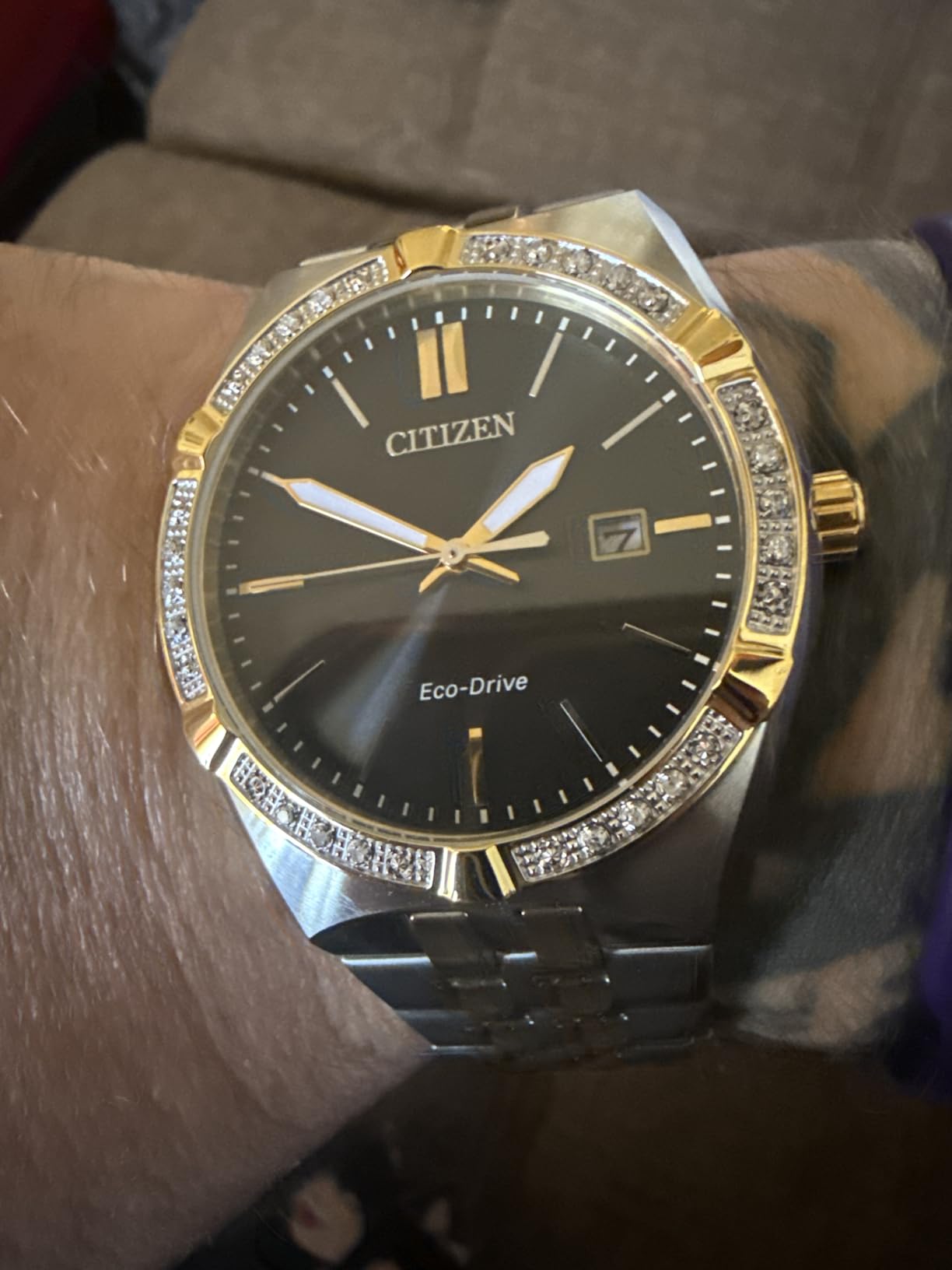 Citizen Men's Eco-Drive Corso Diamond Bezel Watch, Two-Tone Stainless Steel Bracelet Watch, 3 Hand, Date customer photo 1